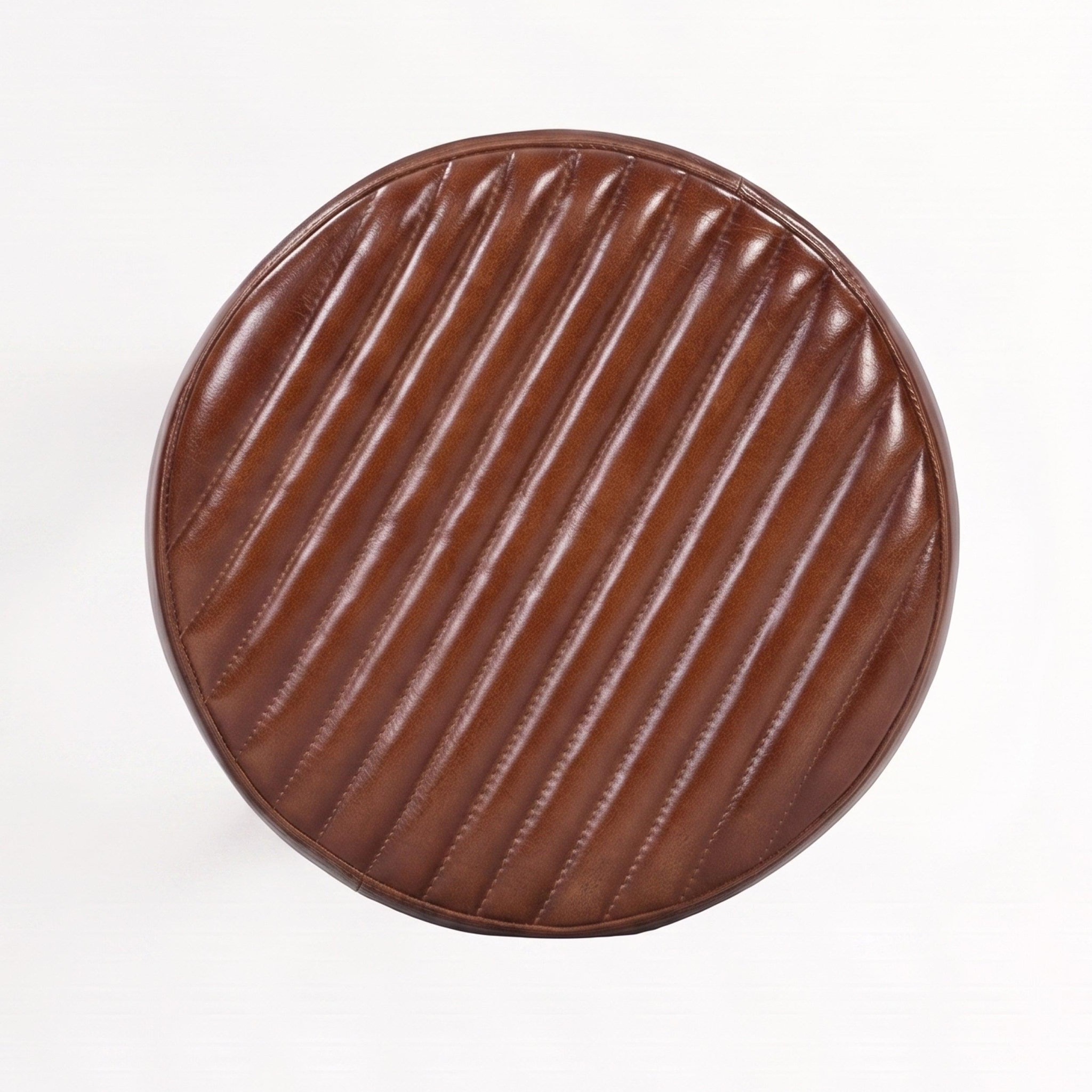 Voir la diapositive 6 : MAISON PAVANE Tabouret pour îlot central 65 cm en cuir de buffle marron foncé-lucien