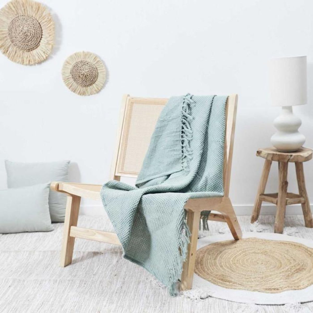 Paris Prix Jeté de Canapé  Gaufré  120x150cm Vert Sauge