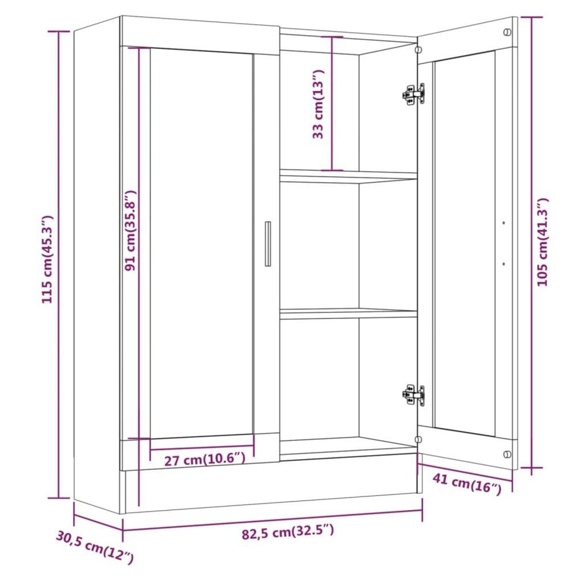 VIDAXL Armoire a vitrine Chene fume 82,5x30,5x115 cm Bois d'ingenierie
