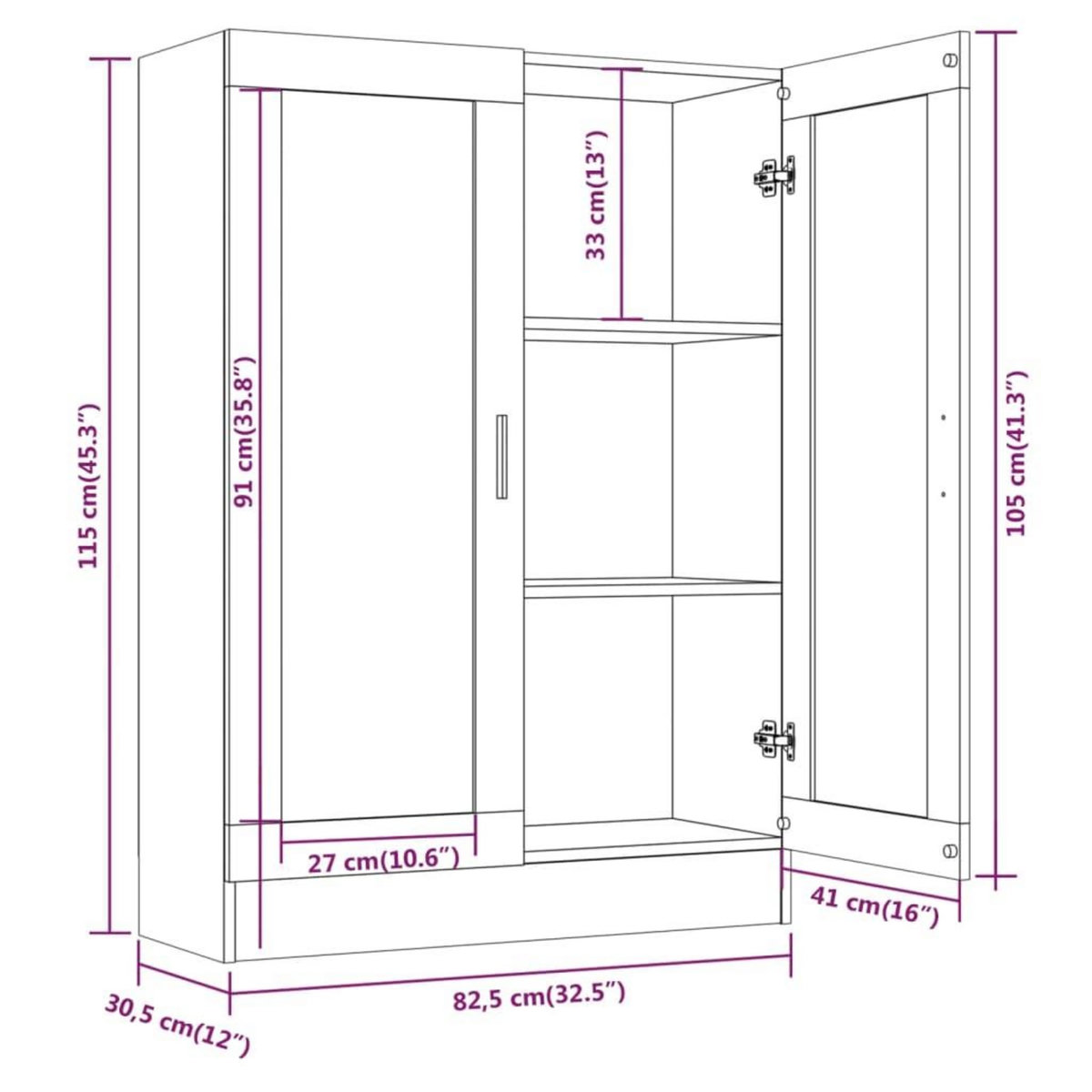 VIDAXL Armoire a vitrine Chene fume 82,5x30,5x115 cm Bois d'ingenierie