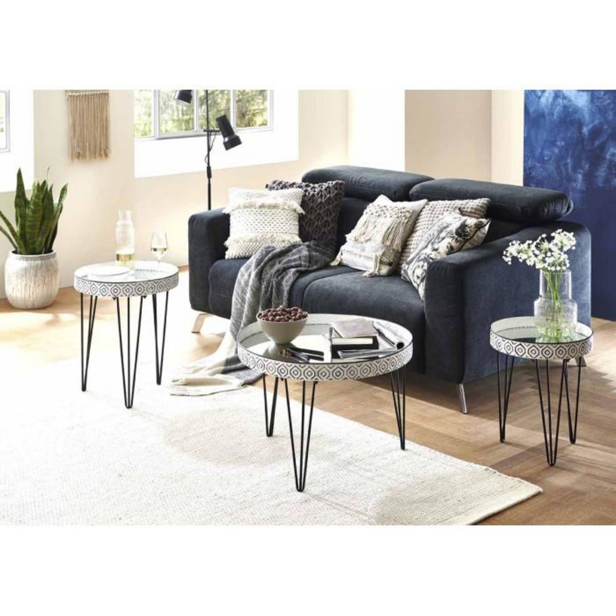 Paris Prix Table d'Appoint Déco  Holy  46cm Noir & Blanc