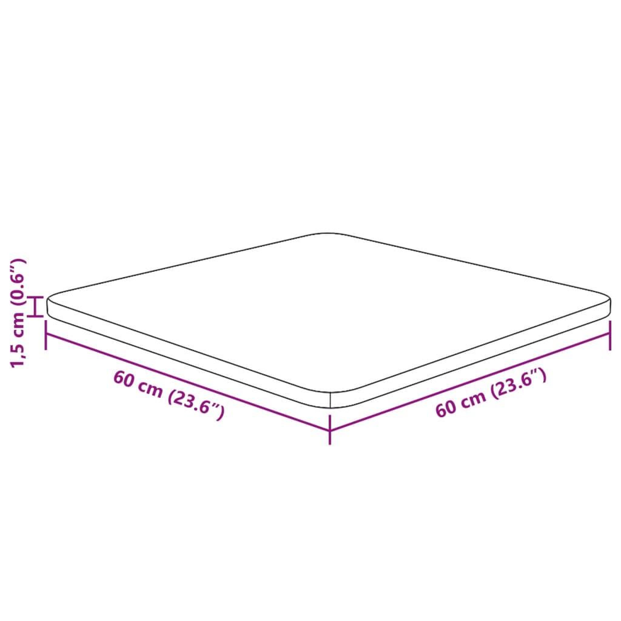 Voir la diapositive 5 : VIDAXL Dessus de table carre 60x60x1,5 cm Bois chene massif non traite