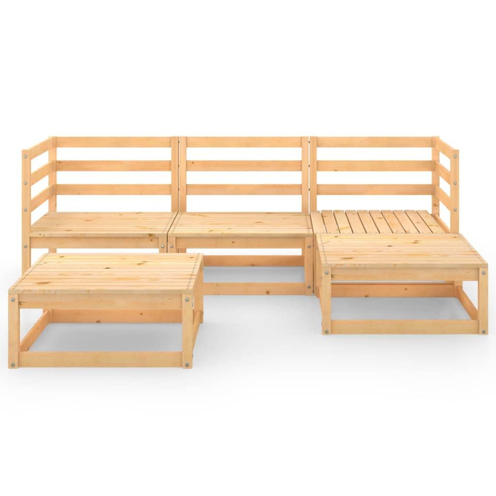 Voir la diapositive 2 : VIDAXL Salon de jardin 5 pcs Bois de pin massif