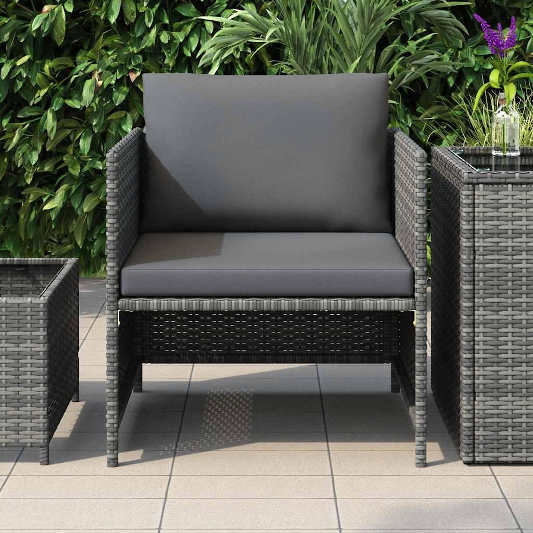 Voir la diapositive 3 : VIDAXL Canape de jardin avec coussins gris resine tressee