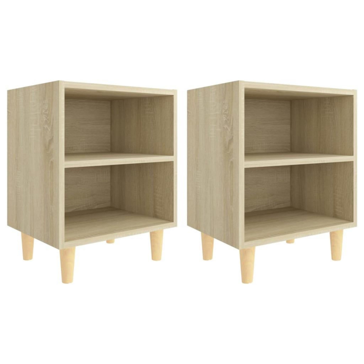 VIDAXL Tables de chevet pieds en bois 2 pcs Chene sonoma 40x30x50 cm