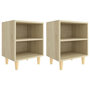 Voir la diapositive 2 : VIDAXL Tables de chevet pieds en bois 2 pcs Chene sonoma 40x30x50 cm