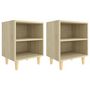 Voir la diapositive 2 : VIDAXL Tables de chevet pieds en bois 2 pcs Chene sonoma 40x30x50 cm