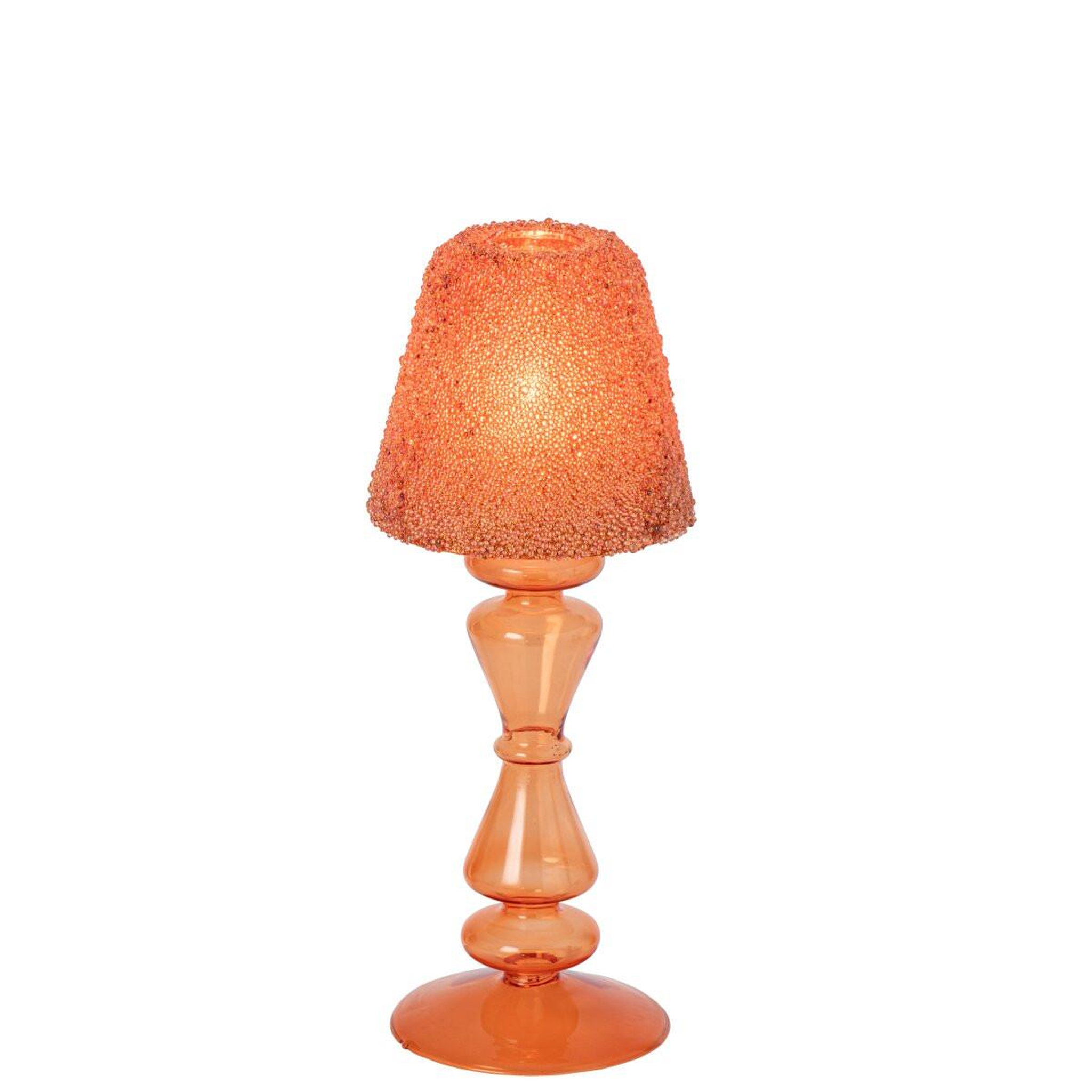 Voir la diapositive 2 : J-LINE Photophore lampe en verre  silje  26cm orange