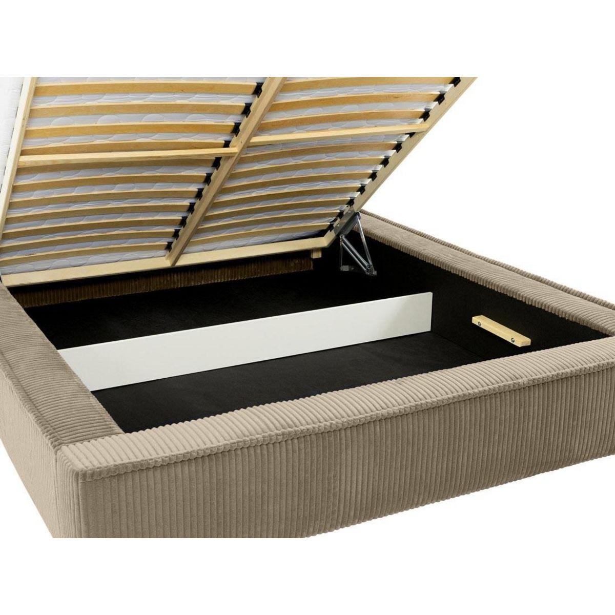 BEST MOBILIER Swan - lit coffre - 140x200 cm - sommier inclus - en velours côtelé grosses côtes