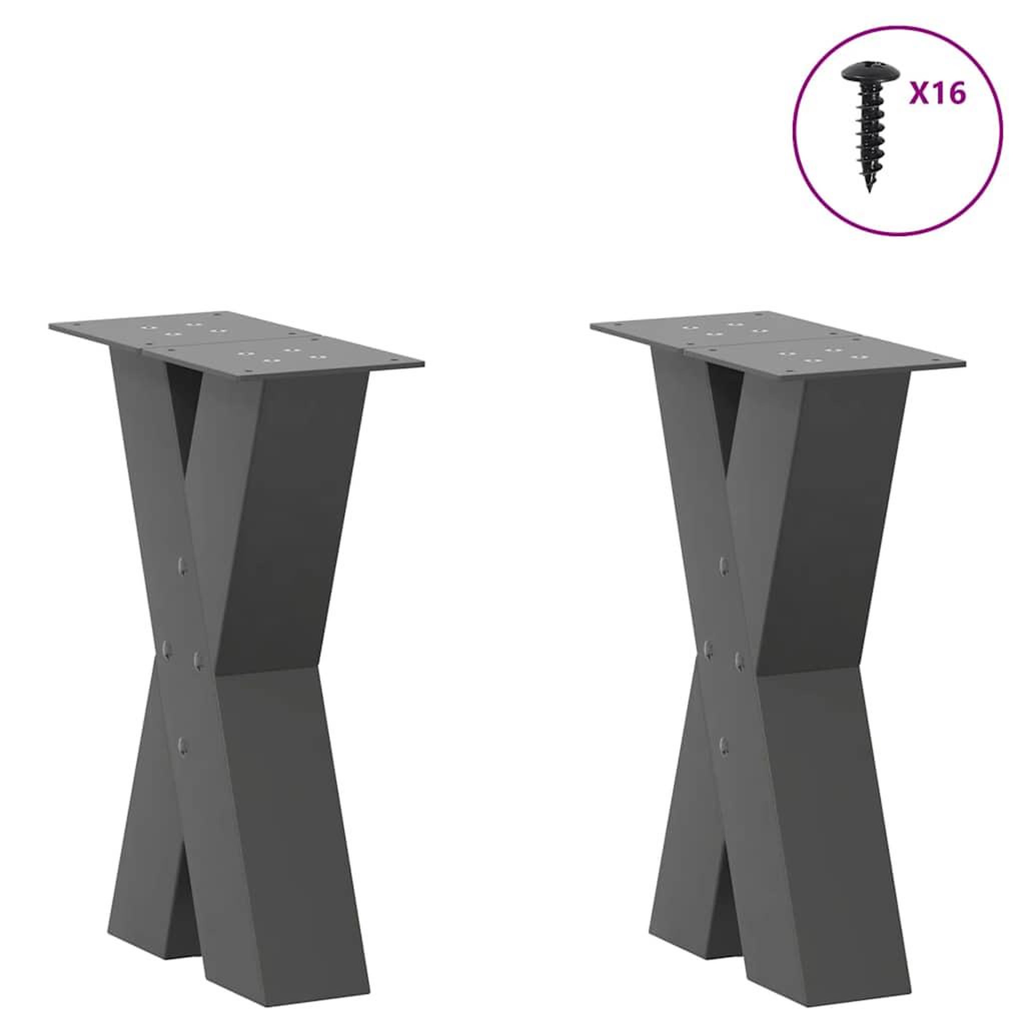 Voir la diapositive 3 : VIDAXL Pieds de table basse forme de X 2 pcs anthracite 28x(42-43) cm
