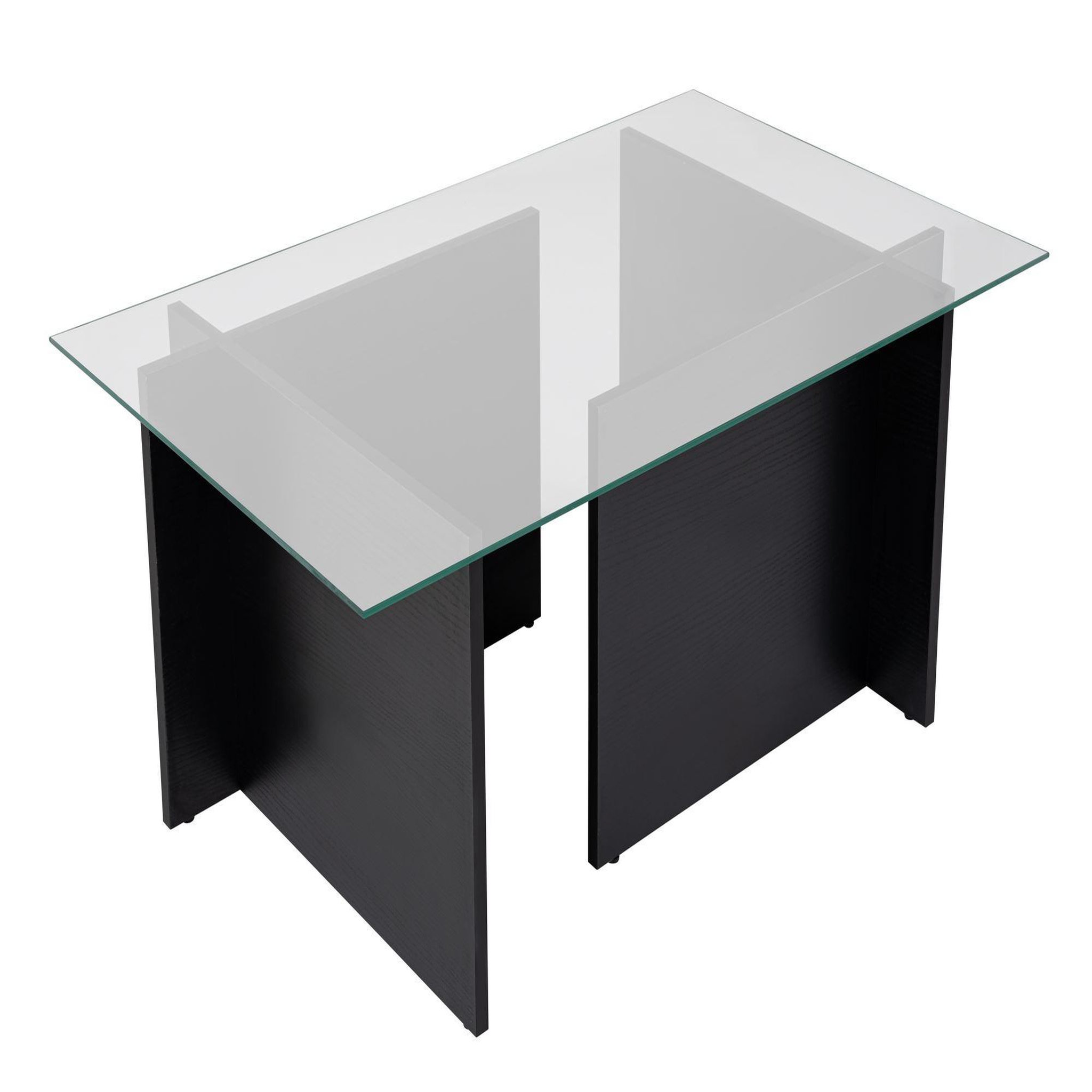 Habitat et Jardin Table basse en verre  vetrino  105 x 65 x 40 cm - bois noir
