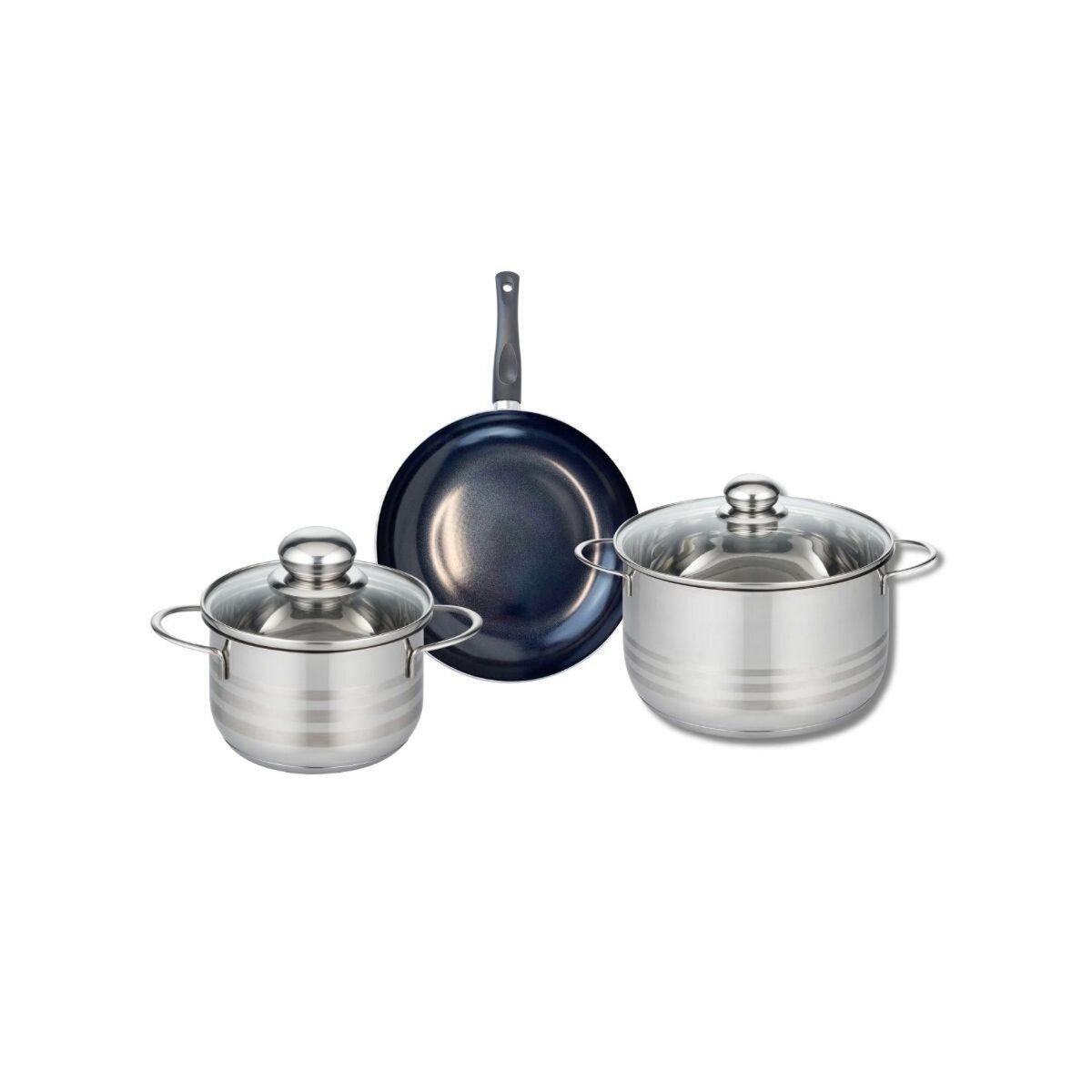 ELO Ensemble de 1 Poêle de cuisson 20 cm et 2 faitouts 16 et 20 cm Elo Prima Brillant