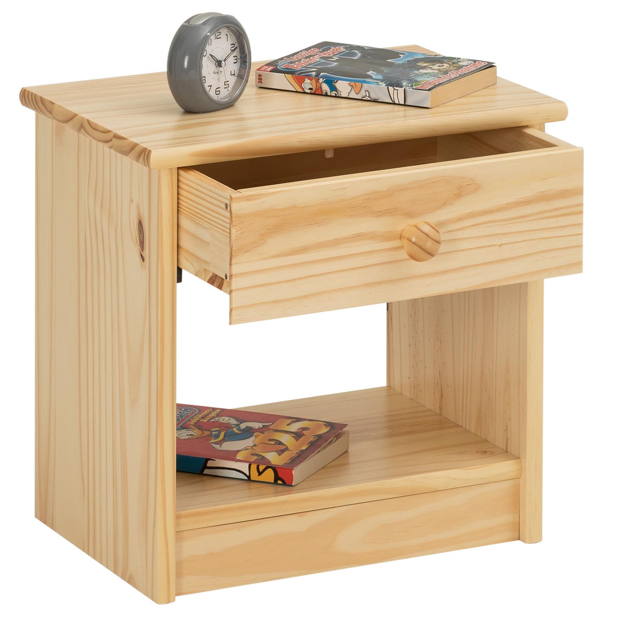 Voir la diapositive 2 : IDIMEX Table de chevet MORITZ pin massif vernis naturel