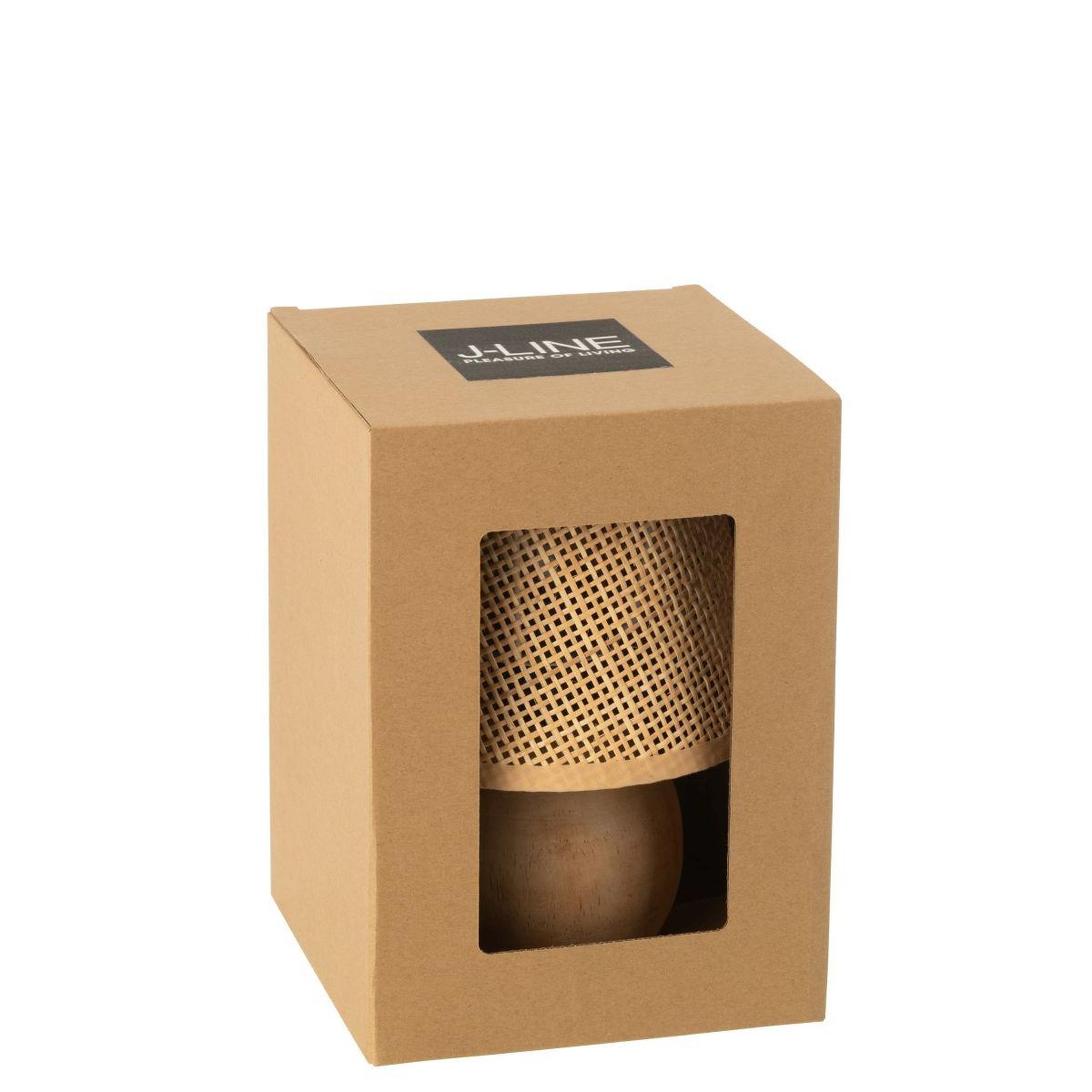 Voir la diapositive 5 : J-LINE Lampe à poser à led en bois  torsade  23cm naturel