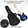 HOMCOM Guitare électrique avec amplificateur, sac, médiators, cordes de rechange, câble noir bleu