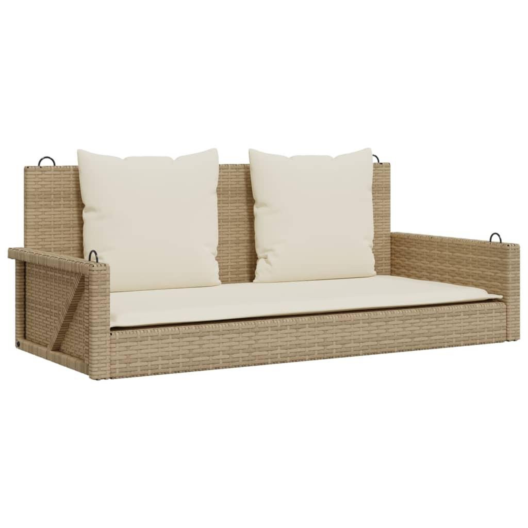 Voir la diapositive 2 : VIDAXL Balancelle avec coussins beige 119x56x48 cm resine tressee
