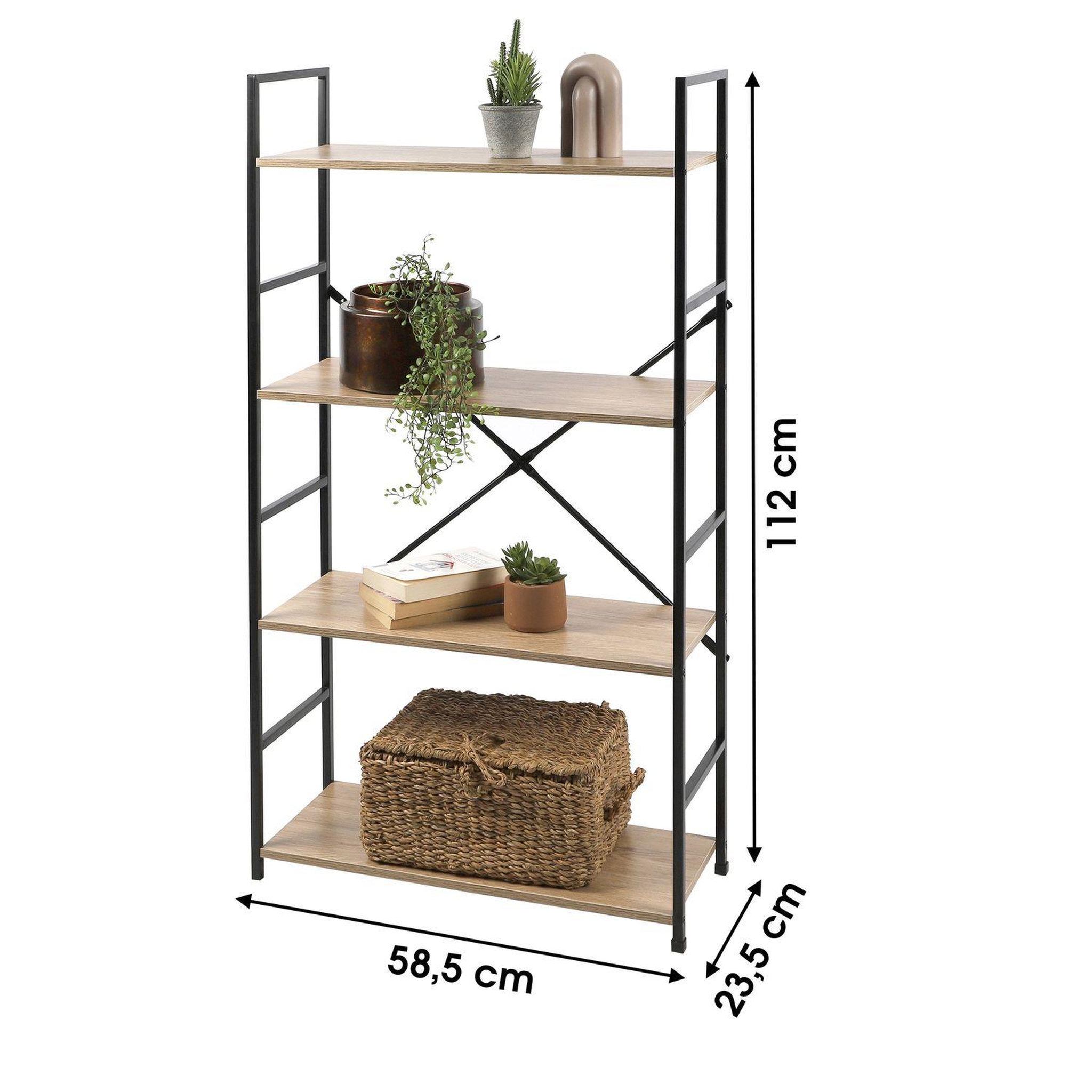 Voir la diapositive 3 : TOILINUX Etagère droite large 4 niveaux colorado h.48 en métal et mdf - beige et noir