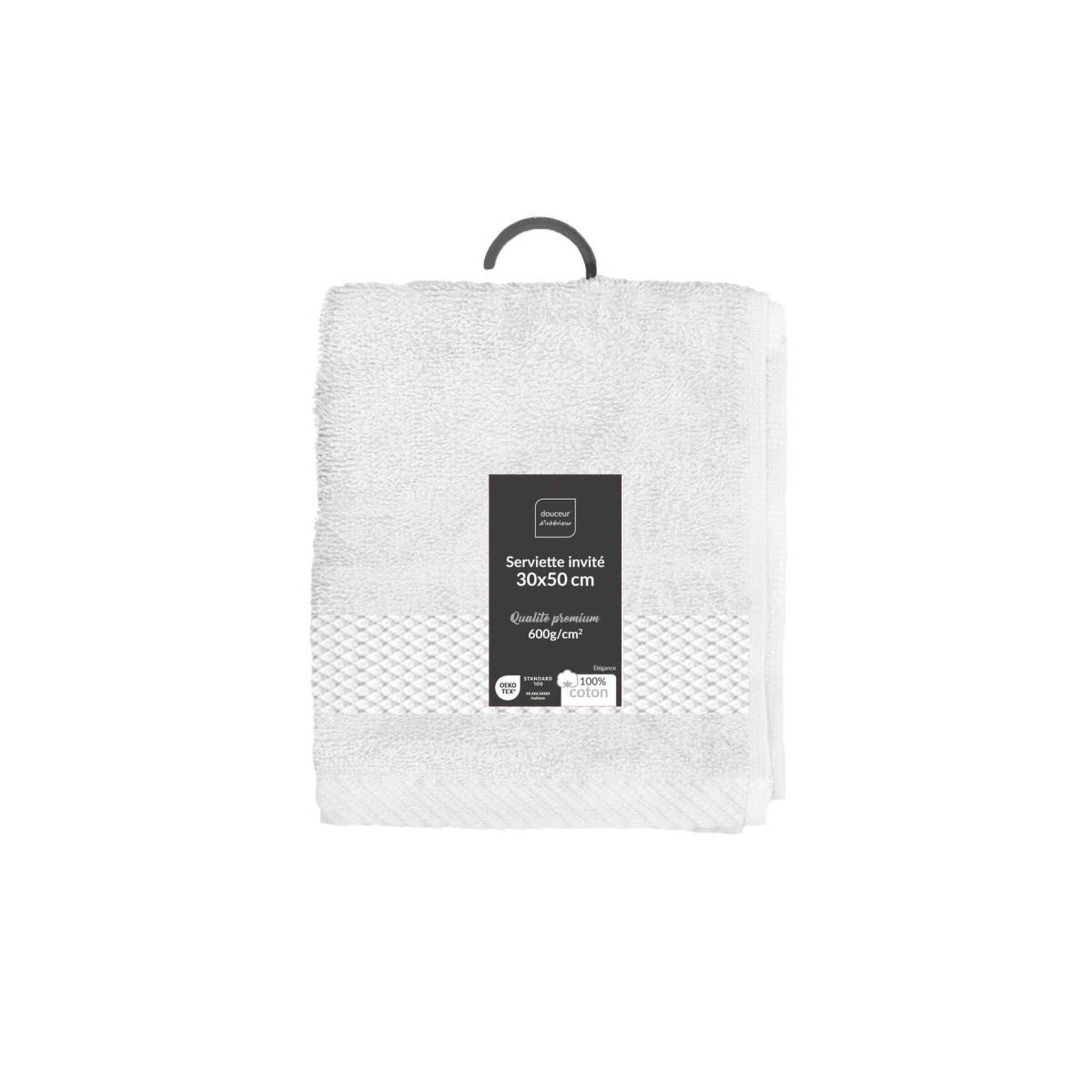 Voir la diapositive 6 : Douceur d'Intérieur Serviette Invité  Elegance  30x50cm Blanc