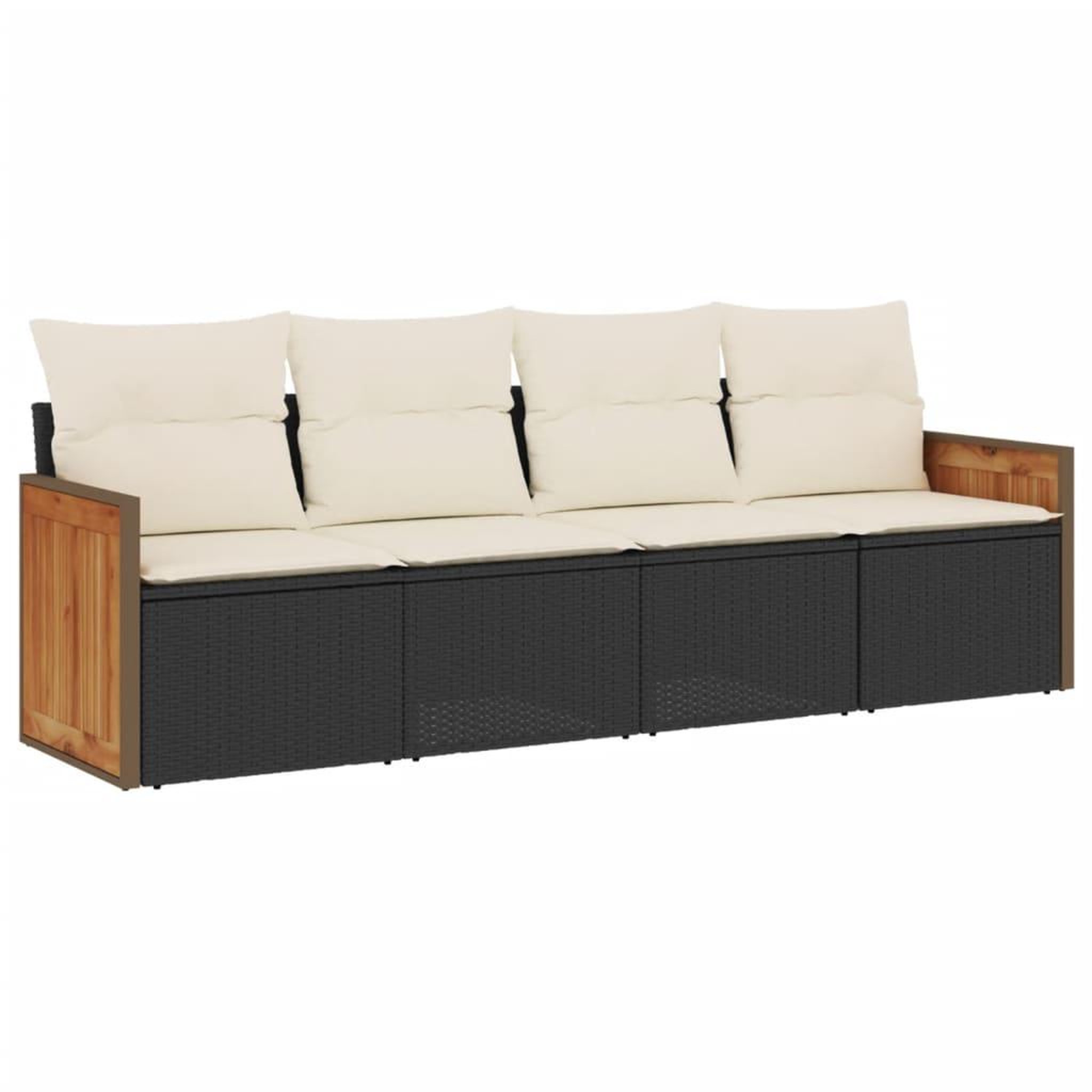 Voir la diapositive 2 : VIDAXL Salon de jardin 4 pcs avec coussins noir resine tressee