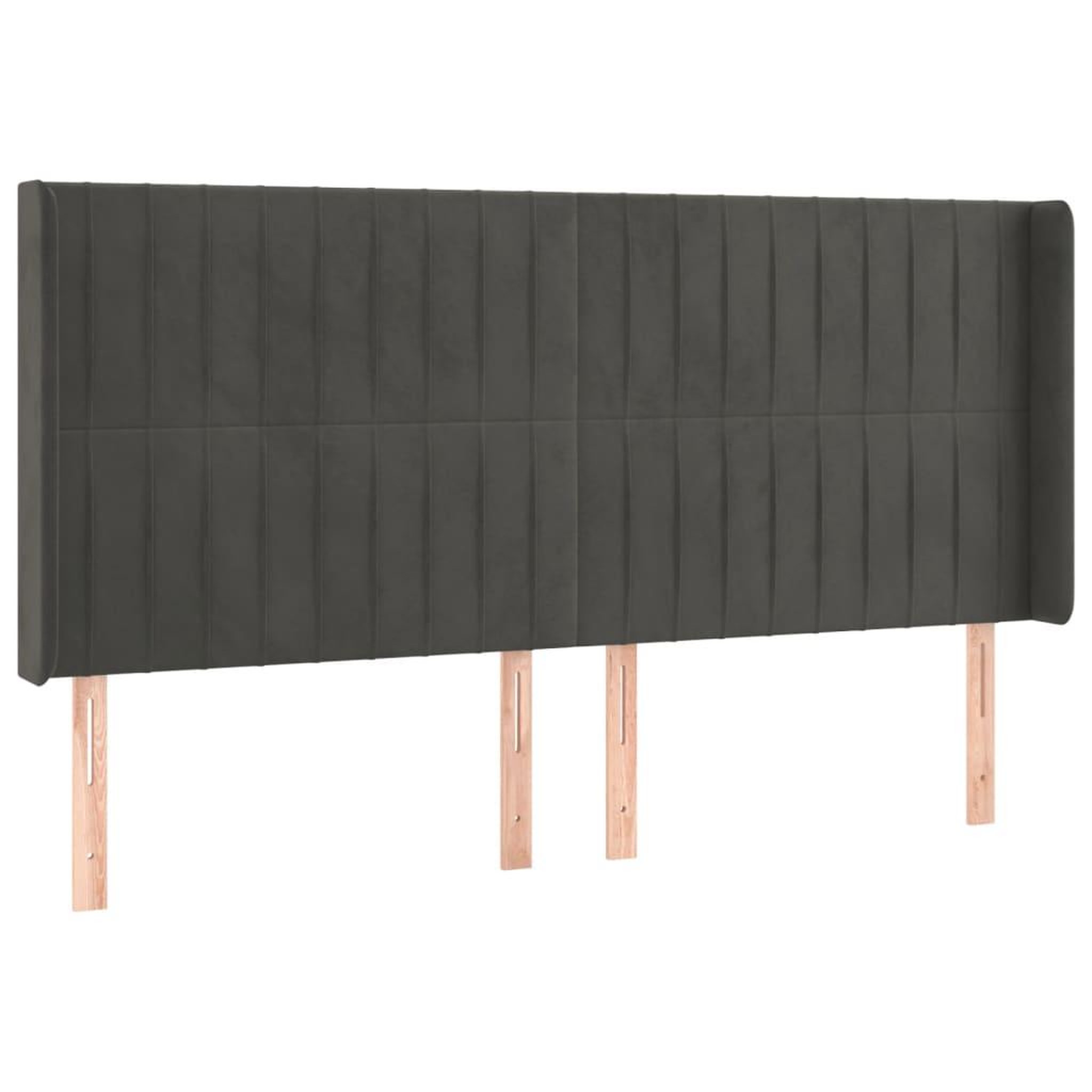 Voir la diapositive 2 : VIDAXL Tete de lit avec oreilles Gris fonce 203x16x118/128 cm Velours