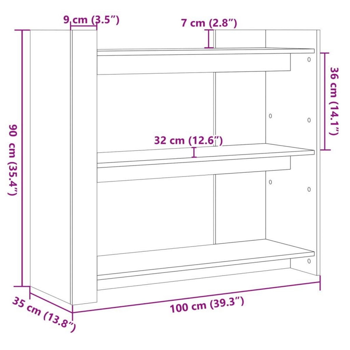 VIDAXL Table console chene fume 100x35x90 cm bois d'ingenierie