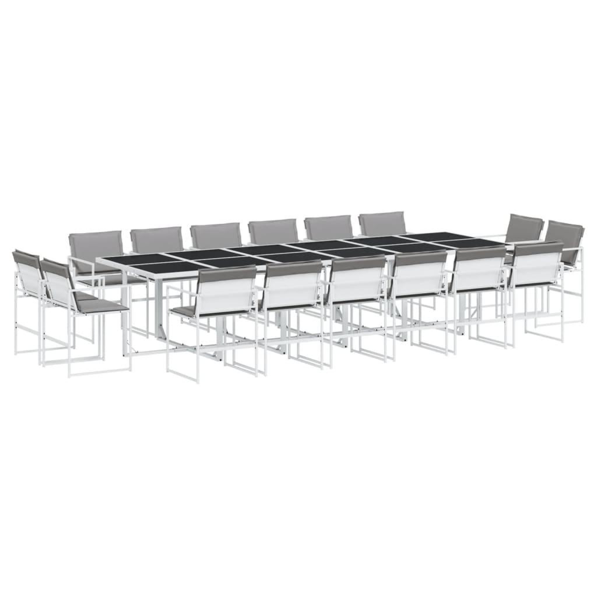 Voir la diapositive 2 : VIDAXL Ensemble a manger de jardin avec coussins 17pcs blanc textilene