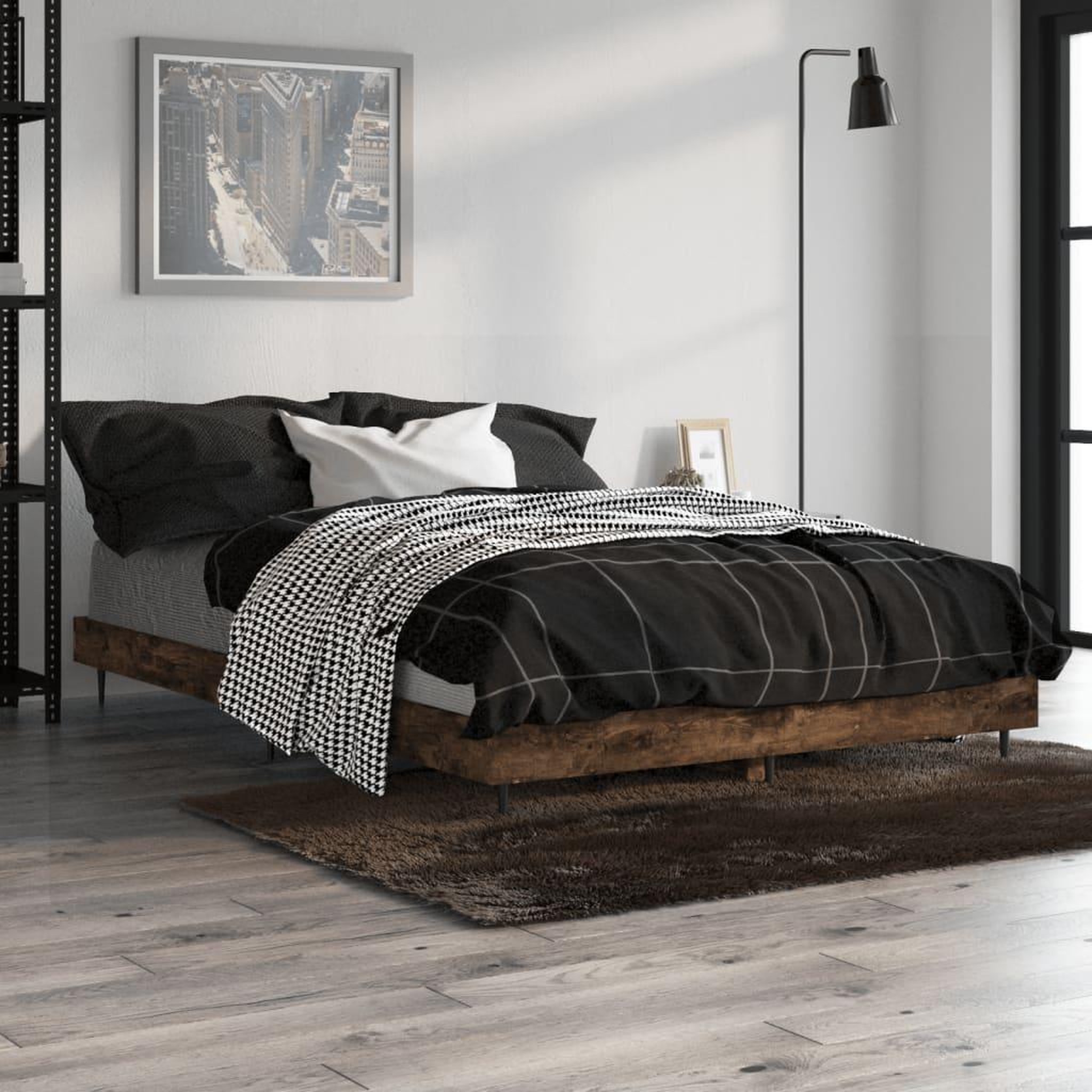 Voir la diapositive 4 : VIDAXL Cadre de lit sans matelas chene fume 120x190 cm bois ingenierie