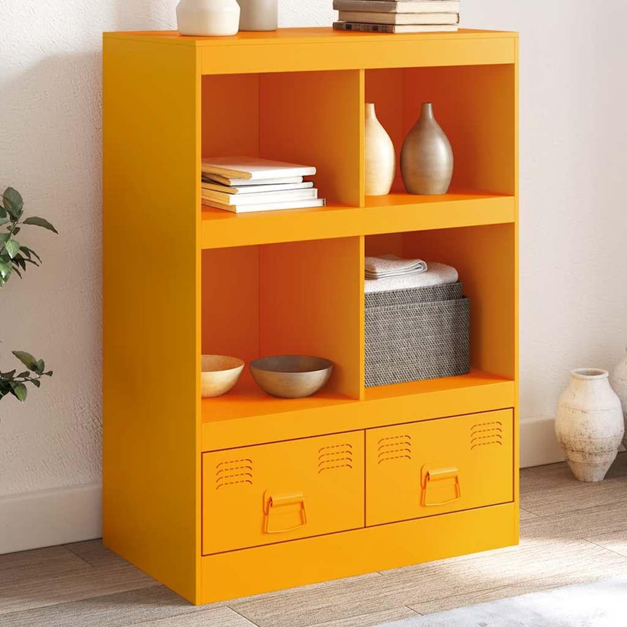 VIDAXL Buffet jaune moutarde 67x39x95 cm acier