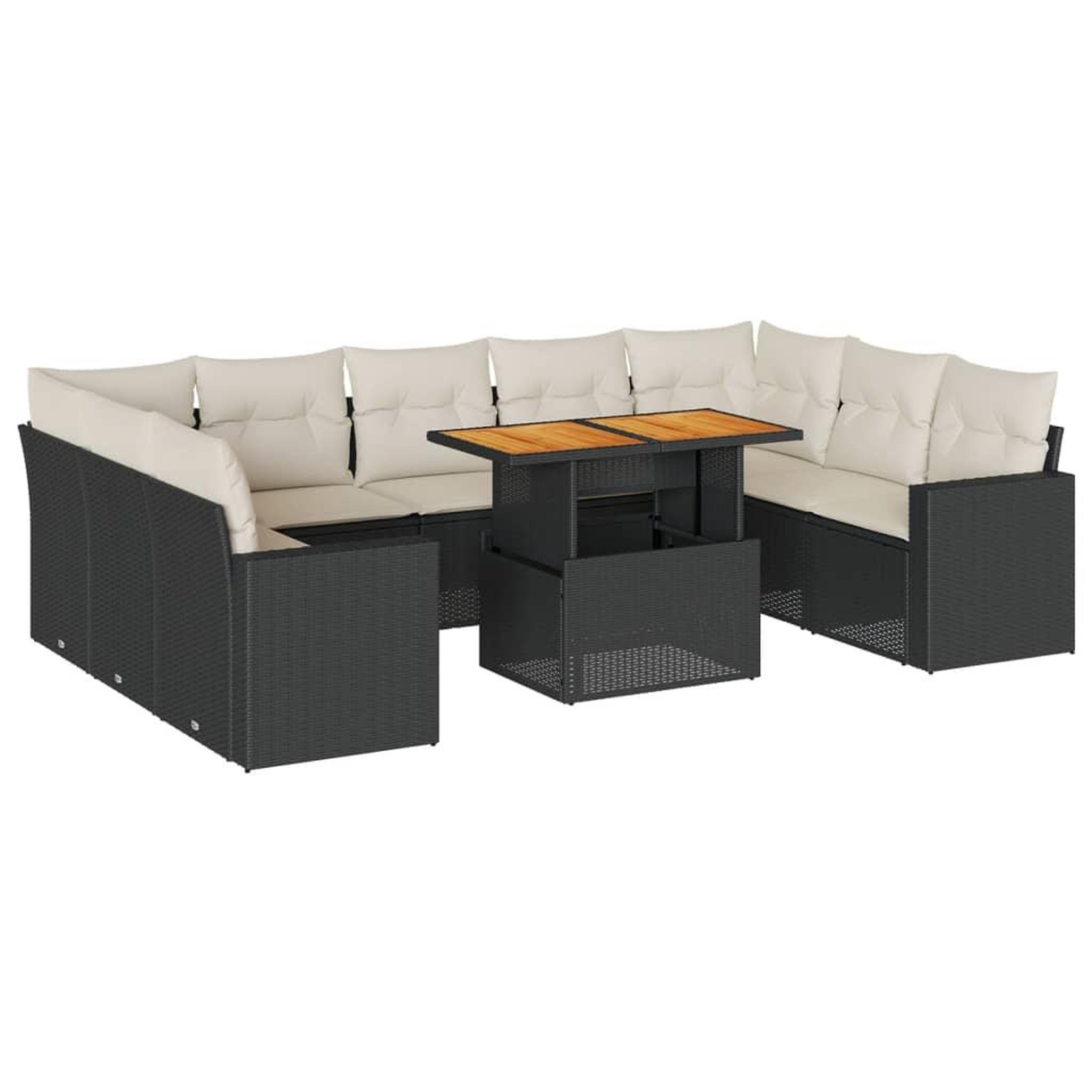 Voir la diapositive 2 : VIDAXL Salon de jardin 10 pcs avec coussins noir resine tressee