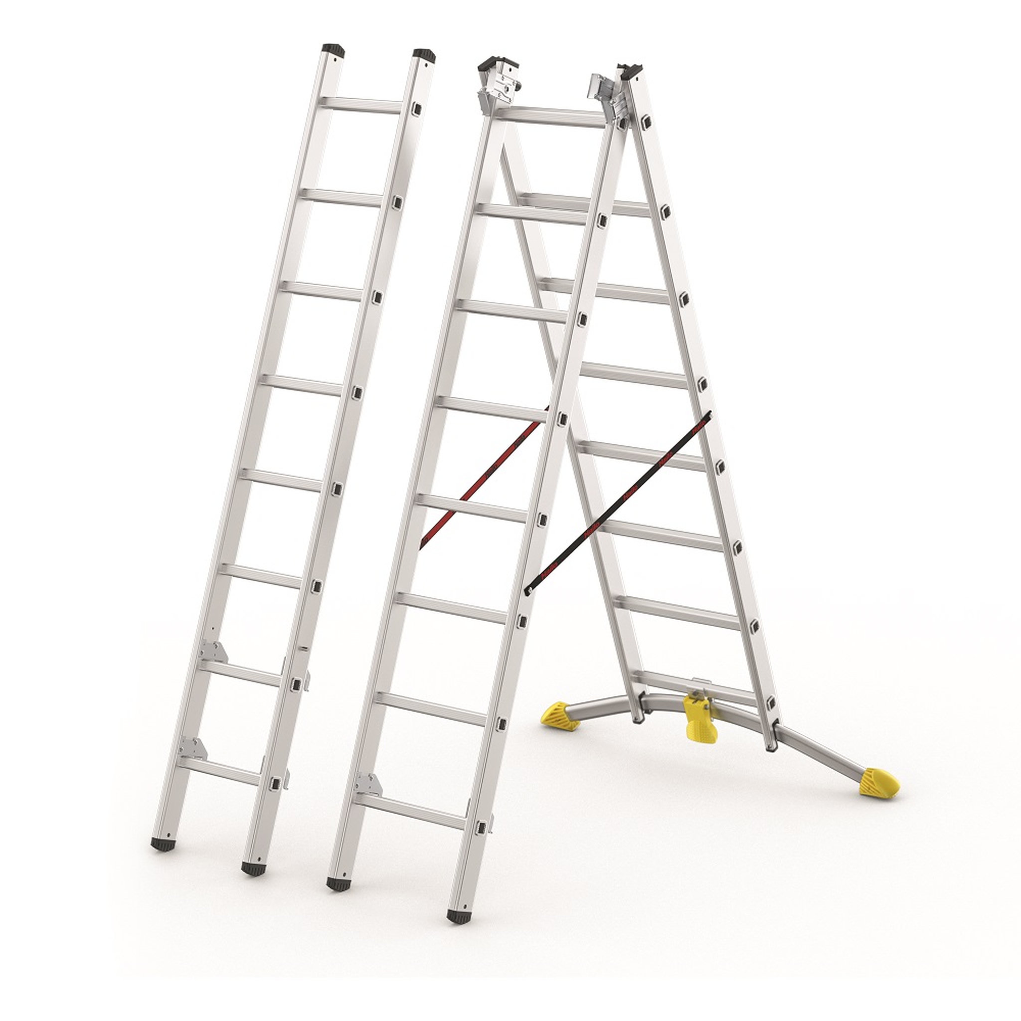 Voir la diapositive 5 : HAILO Echelle transformable à rattrapage de niveau HobbyLot - 3x8 échelons