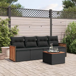 VIDAXL Salon de jardin 5 pcs avec coussins noir resine tressee