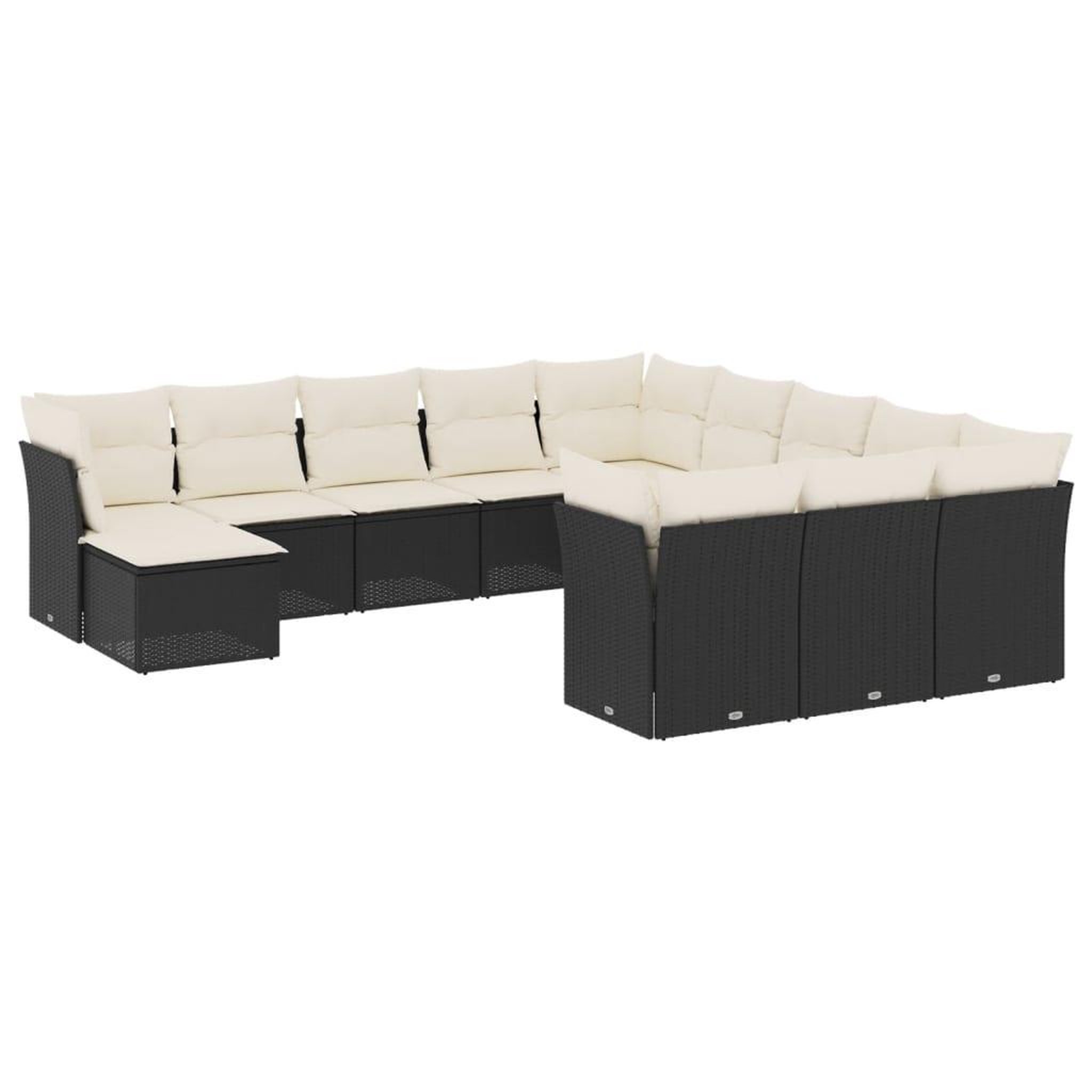 Voir la diapositive 2 : VIDAXL Salon de jardin 12 pcs avec coussins noir resine tressee