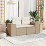 Voir la diapositive 3 : VIDAXL Canape de jardin avec coussins 2 places beige resine tressee