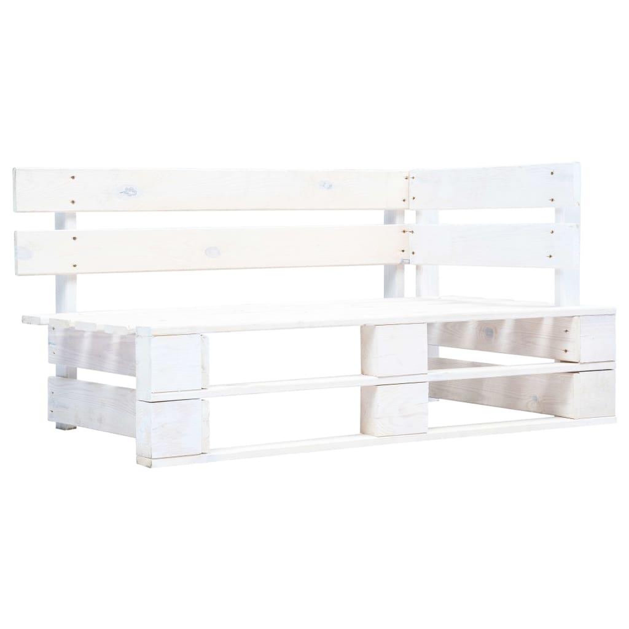 Voir la diapositive 2 : VIDAXL Canape palette 2 places avec coussins pin impregne de blanc