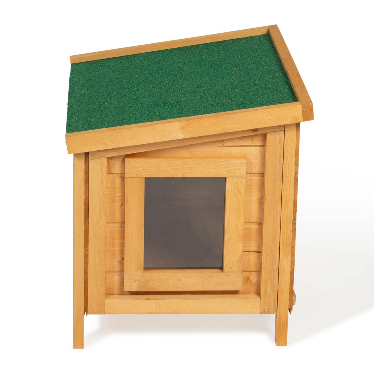 ID MARKET Maison pour chat niche en bois avec porte basculante à lamelles