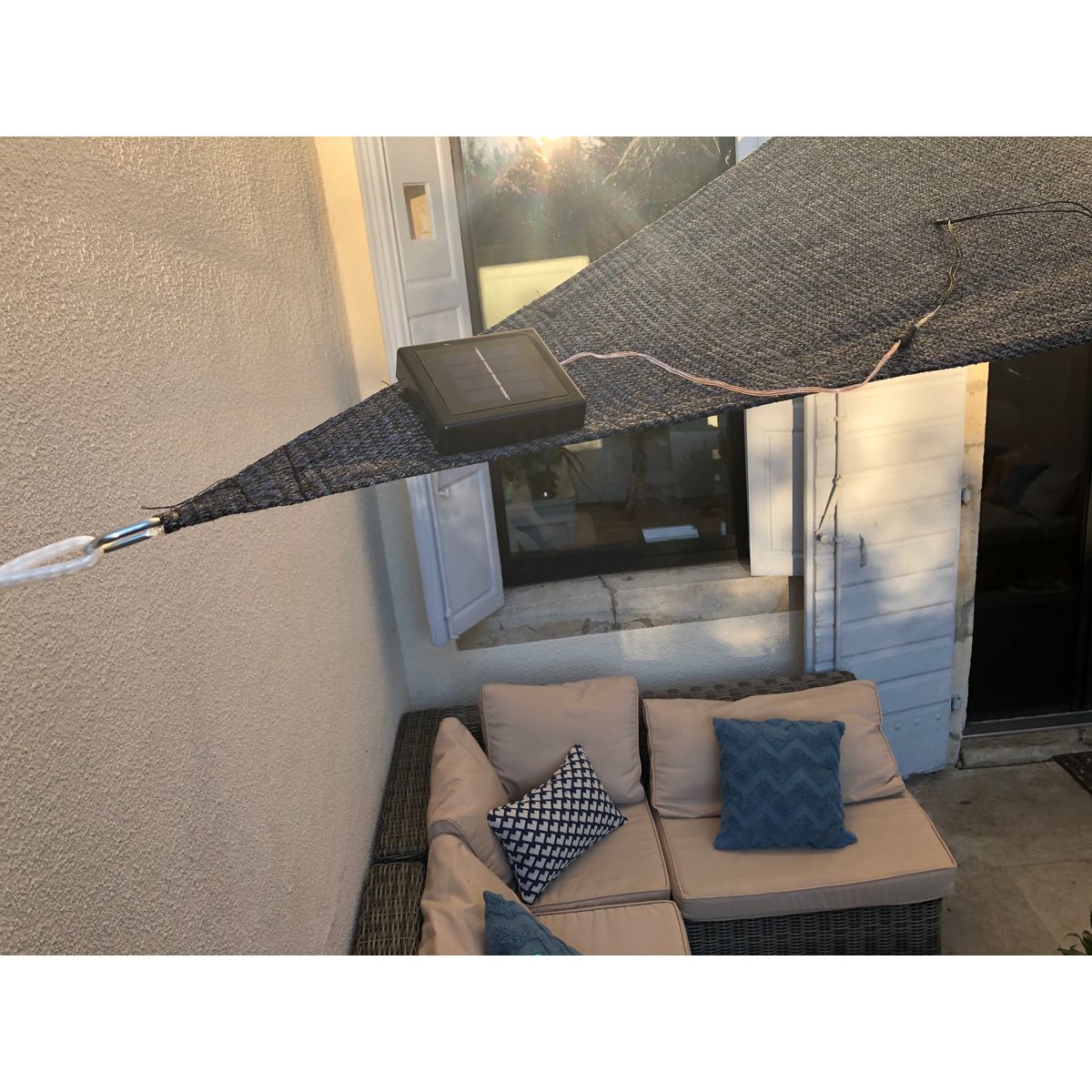 JARDILINE Voile d'ombrage triangulaire avec led ciel étoilé 3m ardoise