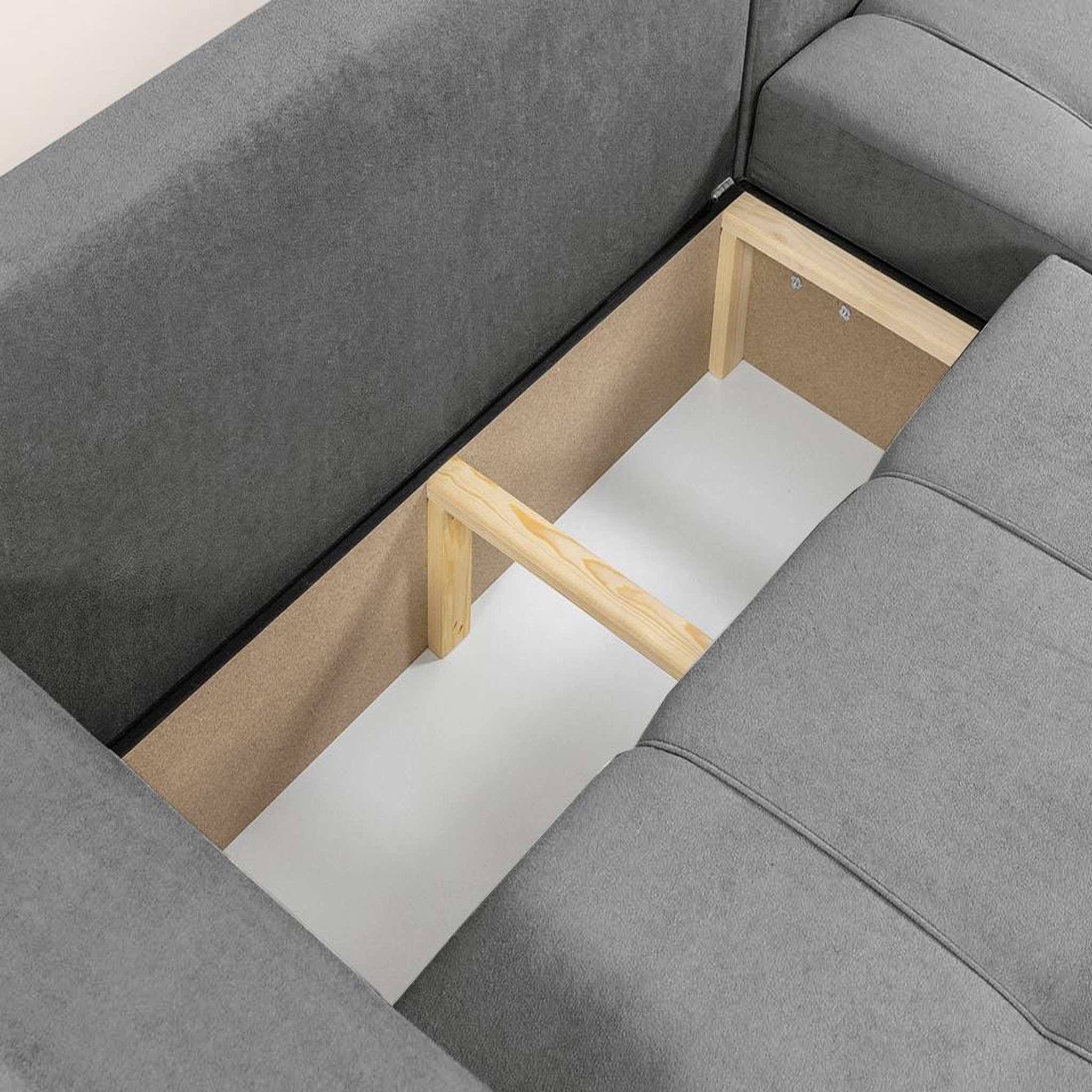 Voir la diapositive 6 : BEST MOBILIER Nicole - canapé d'angle réversible 4 places convertible avec coffre en tissu