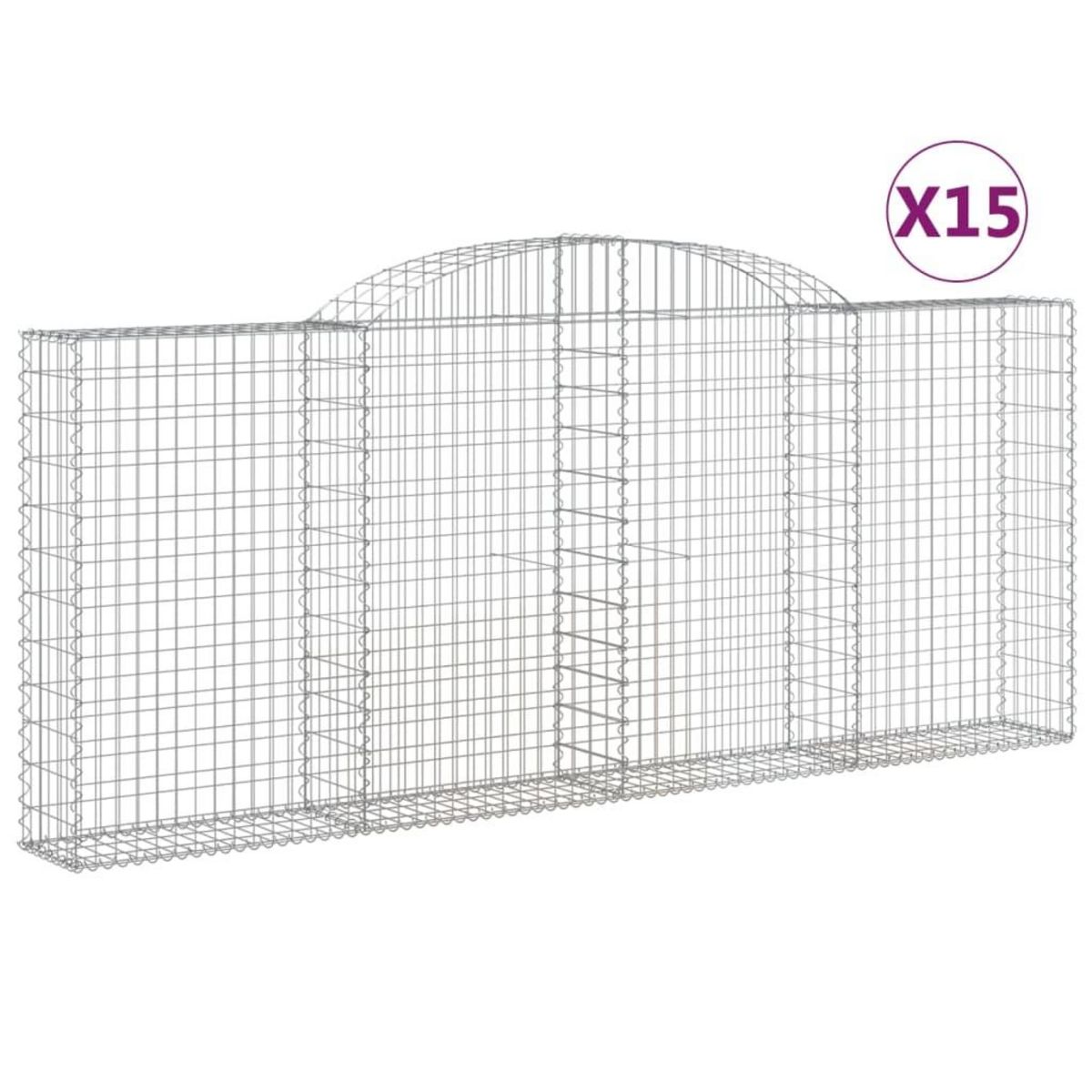 VIDAXL Paniers a gabions arques 15 pcs 300x30x120/140 cm fer galvanise