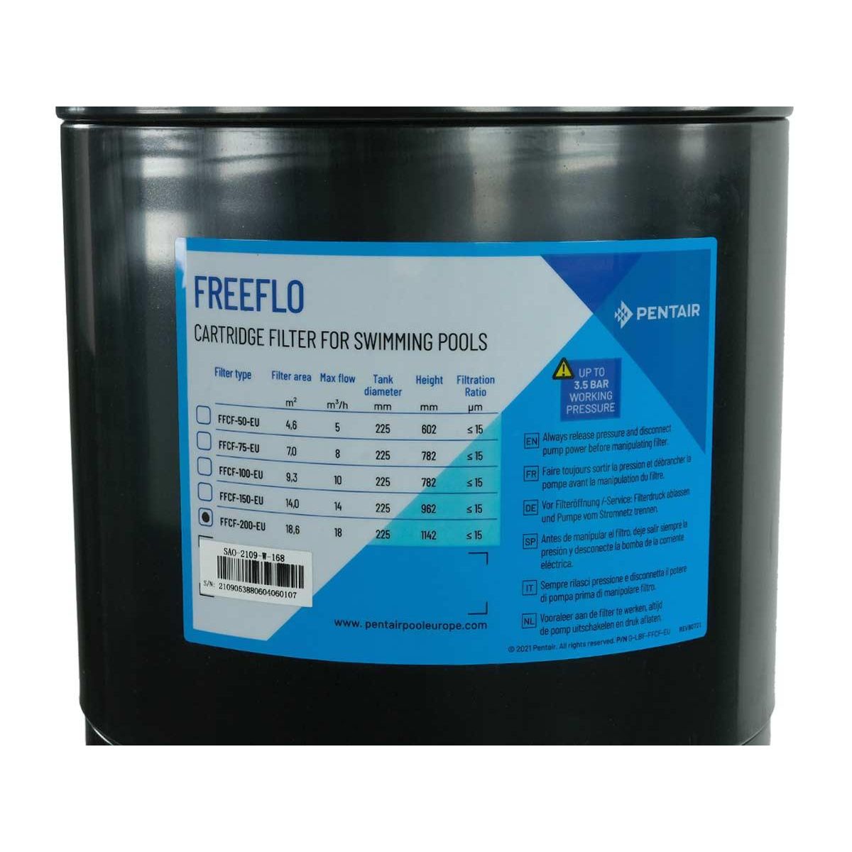 Pentair Filtre à cartouche FreeFlo 18 m³/h - Pentair