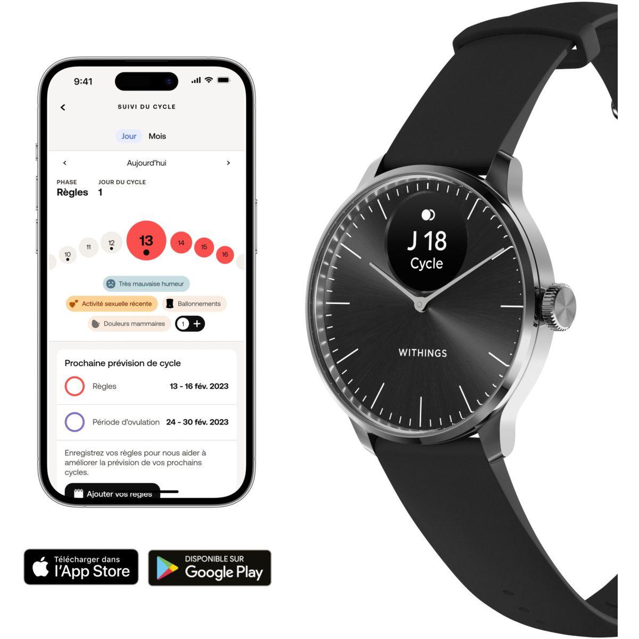 Voir la diapositive 5 : WITHINGS Montre santé Scanwatch Light Noire