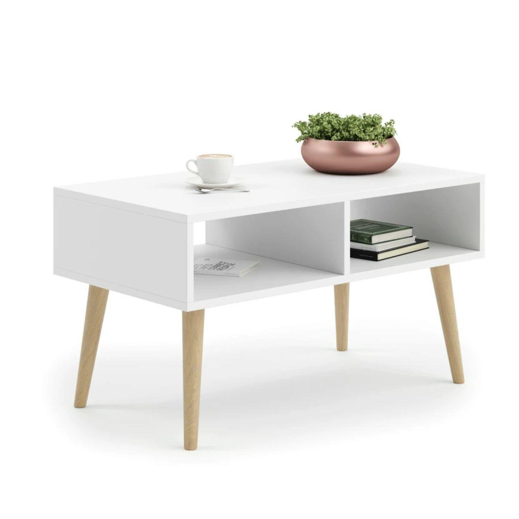 KOBI Table basse SANDI scandinave blanc