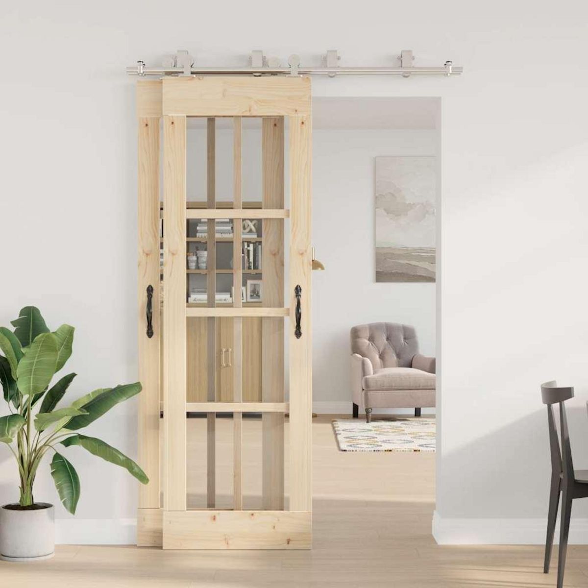 VIDAXL Kit fixation porte coulissante 183 cm Acier inoxydable Argente