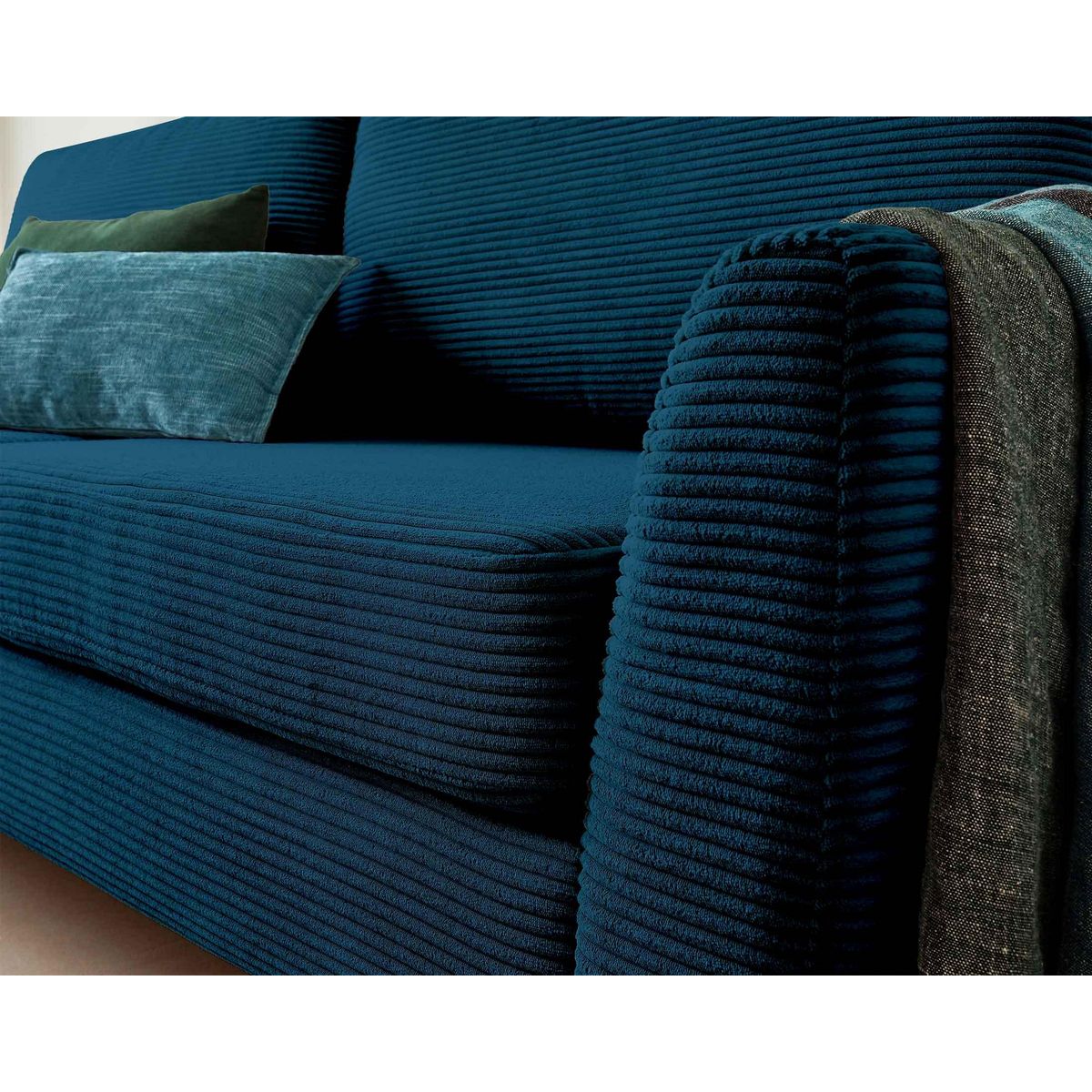 LISA DESIGN Dan - canapé 3 places - convertible avec coffre - en velours côtelé