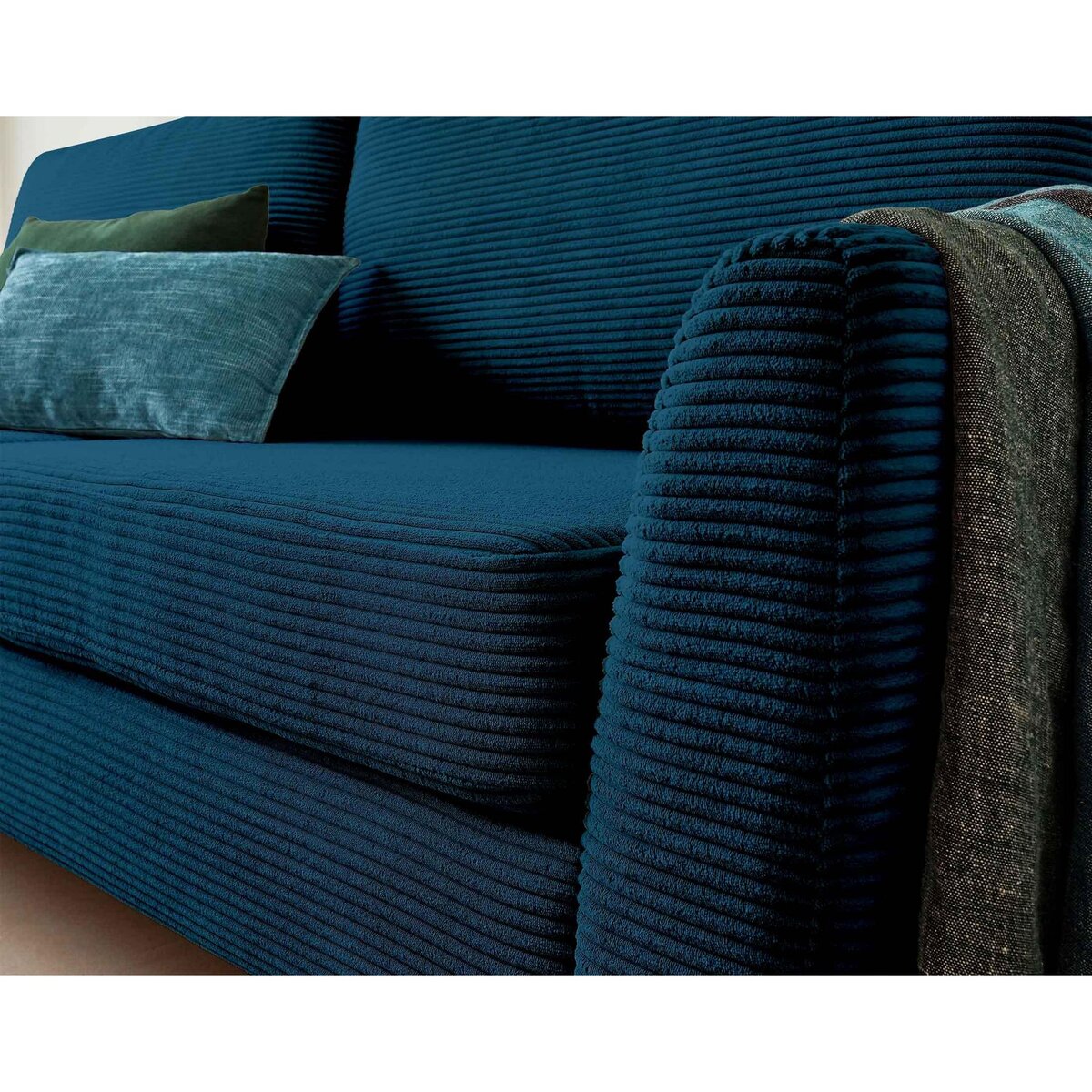 LISA DESIGN Dan - canapé 3 places - convertible avec coffre - en velours côtelé