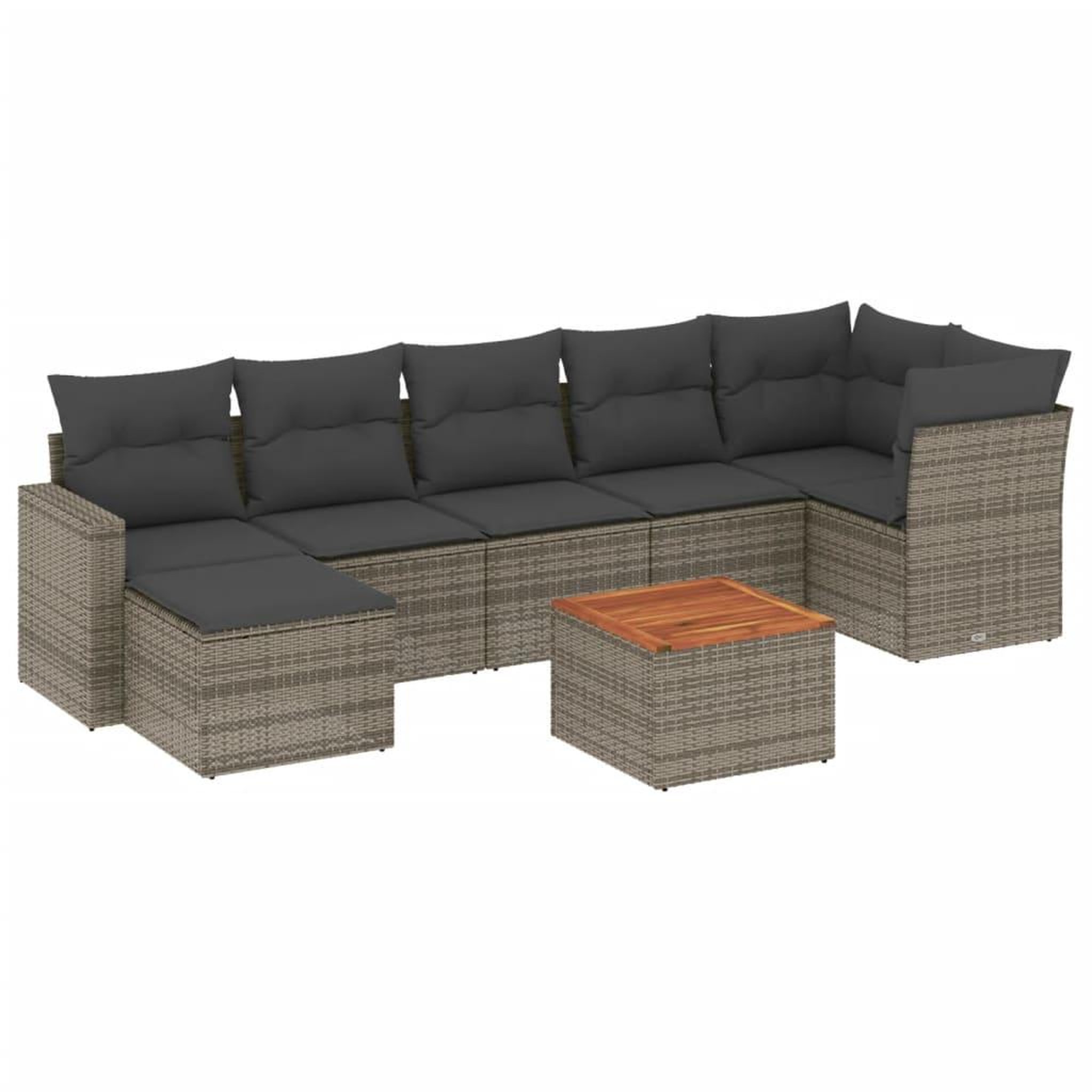 Voir la diapositive 2 : VIDAXL Salon de jardin 8 pcs avec coussins gris resine tressee