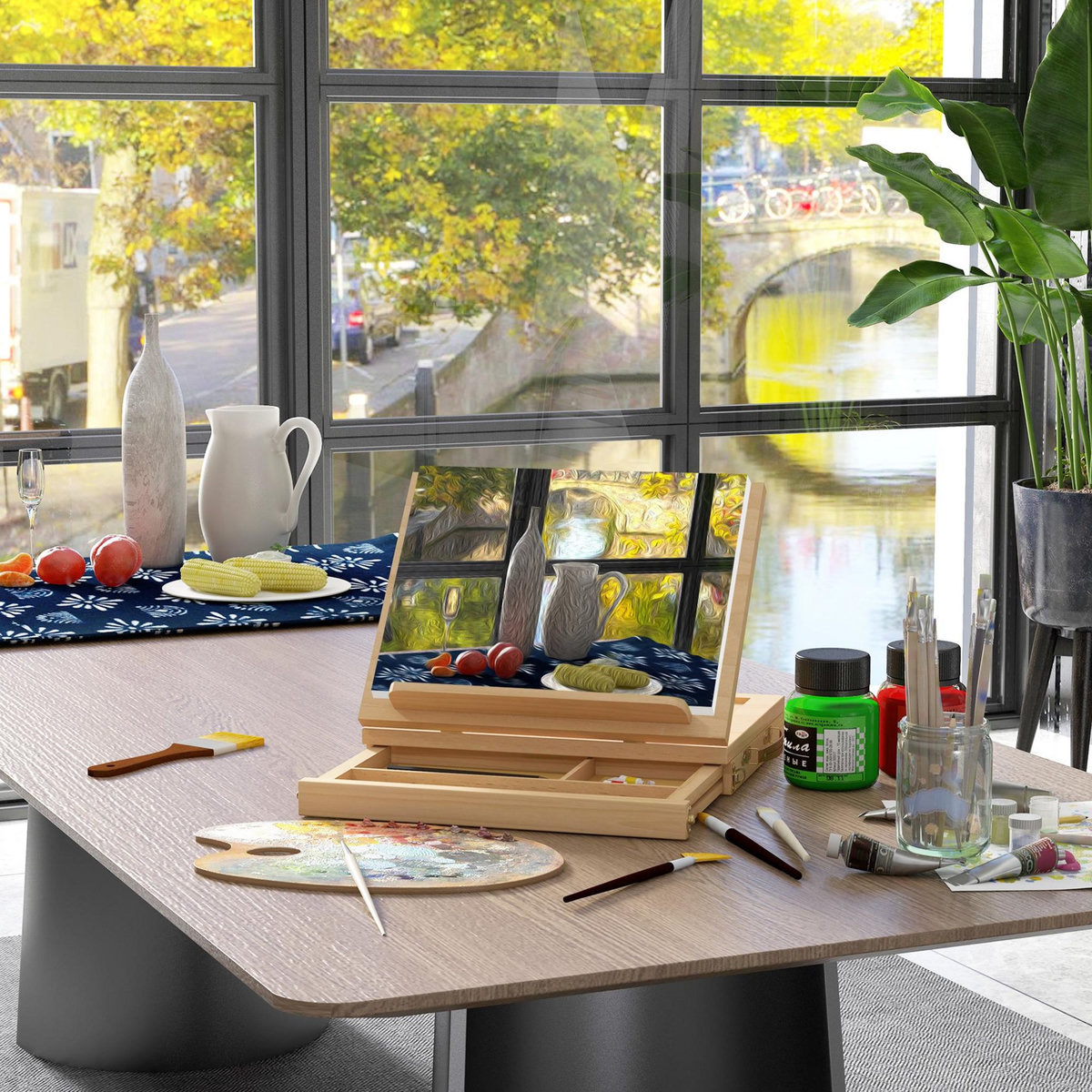VINSETTO Mallette chevalet professionnel de table inclinaison réglable 3 compartiments de rangement bois de hêtre