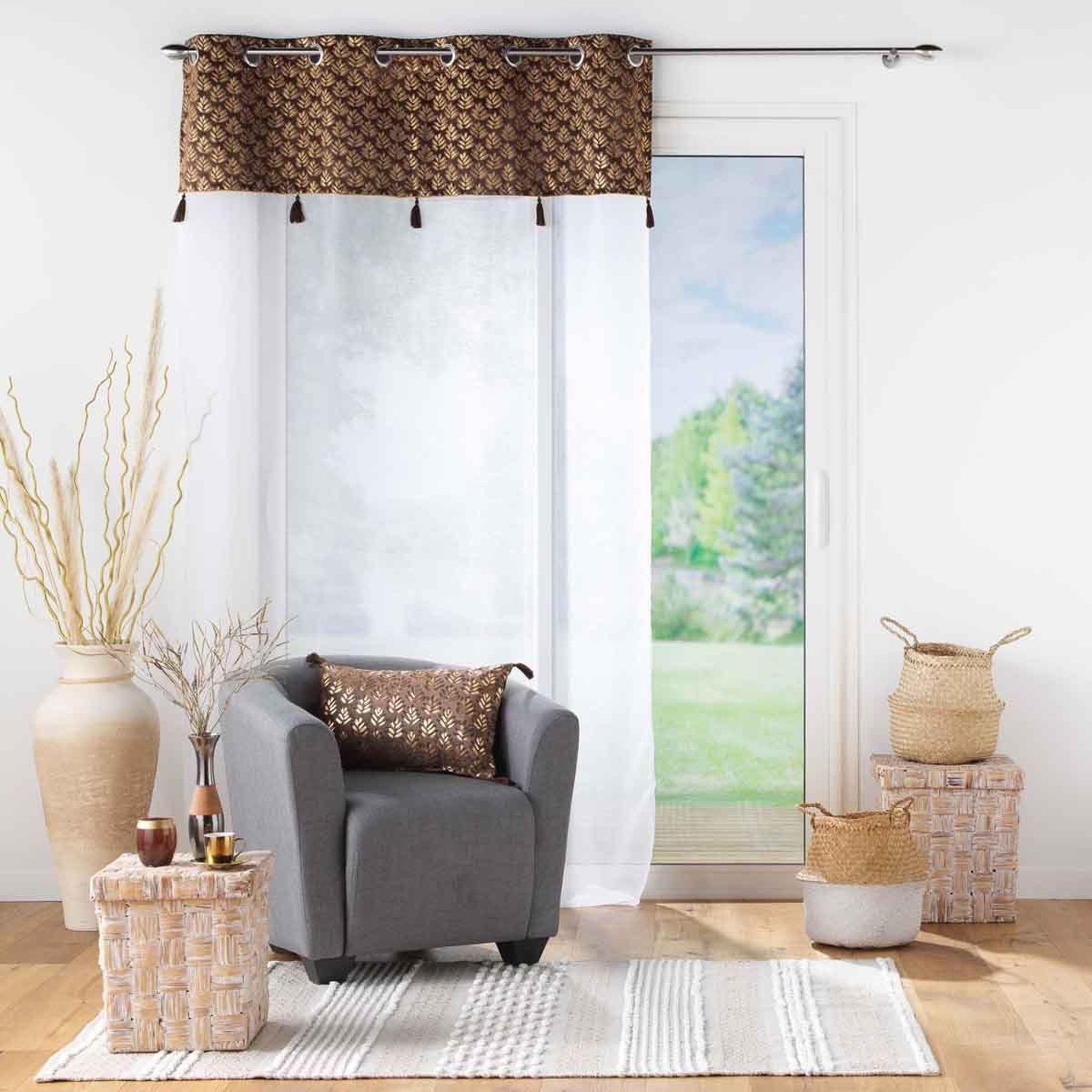 Voir la diapositive 4 : Douceur d'Intérieur Rideau voilage à œillets  evie  140x280cm chocolat