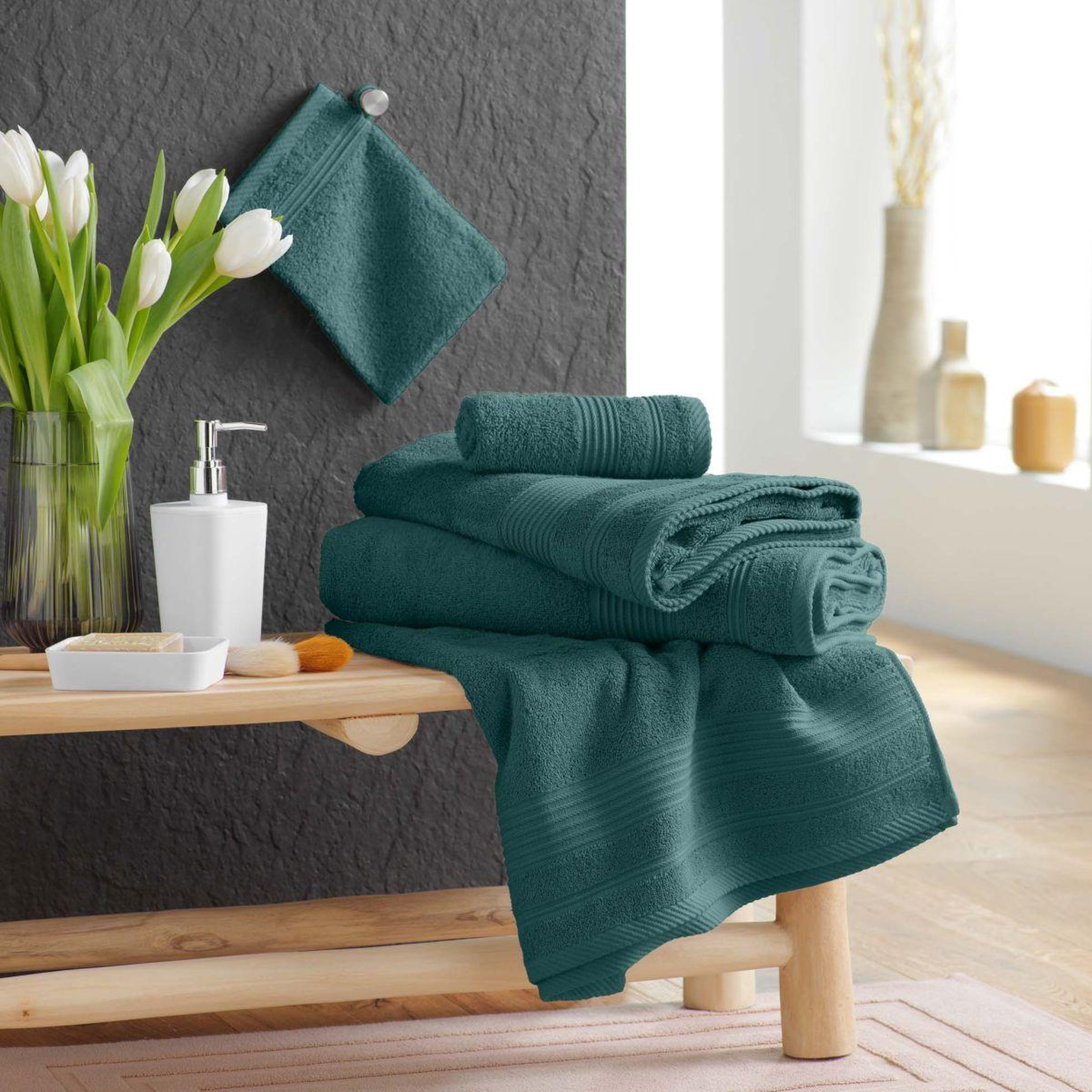Voir la diapositive 5 : Douceur d'Intérieur Drap de douche  tendresse  70x130cm orage