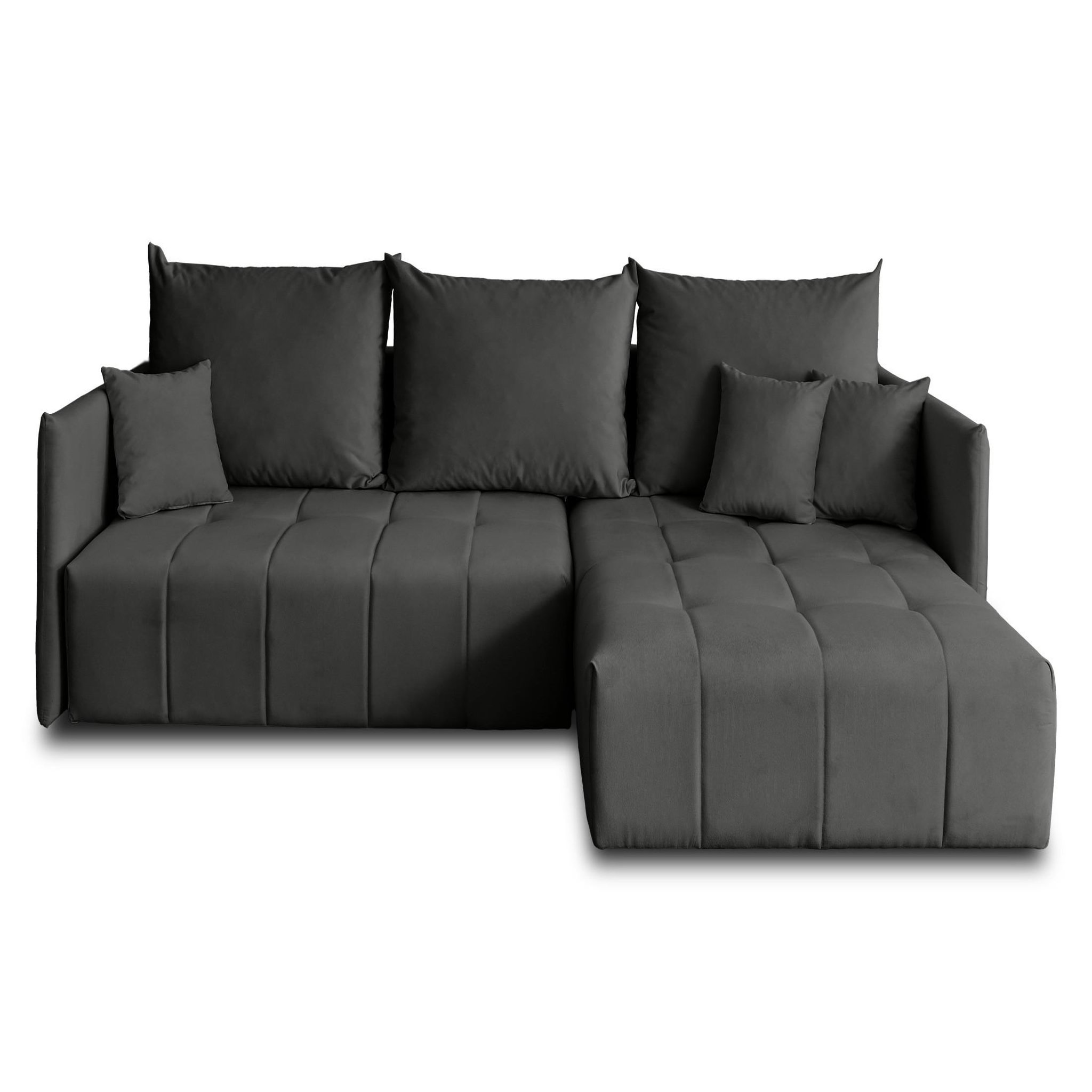 Voir la diapositive 1 : BEST MOBILIER Petra - canapé d'angle réversible - convertible avec coffre - 4 places - en velours