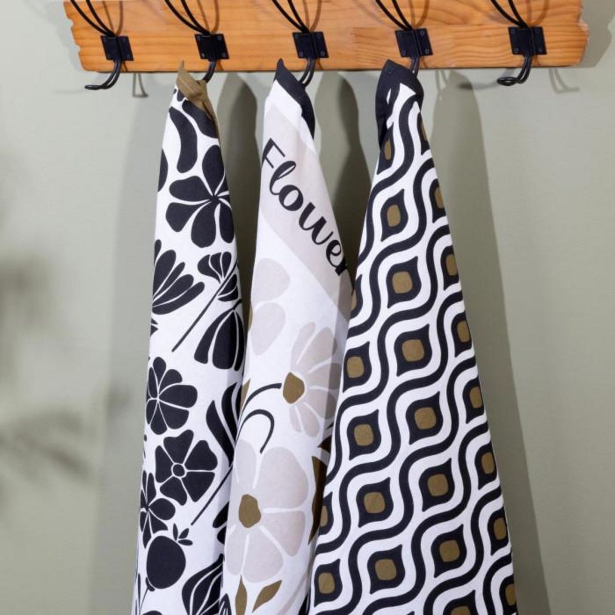 ATMOSPHERA Lot de 3 Torchons Imprimés  Twiste Lime  45x70cm Multicolore